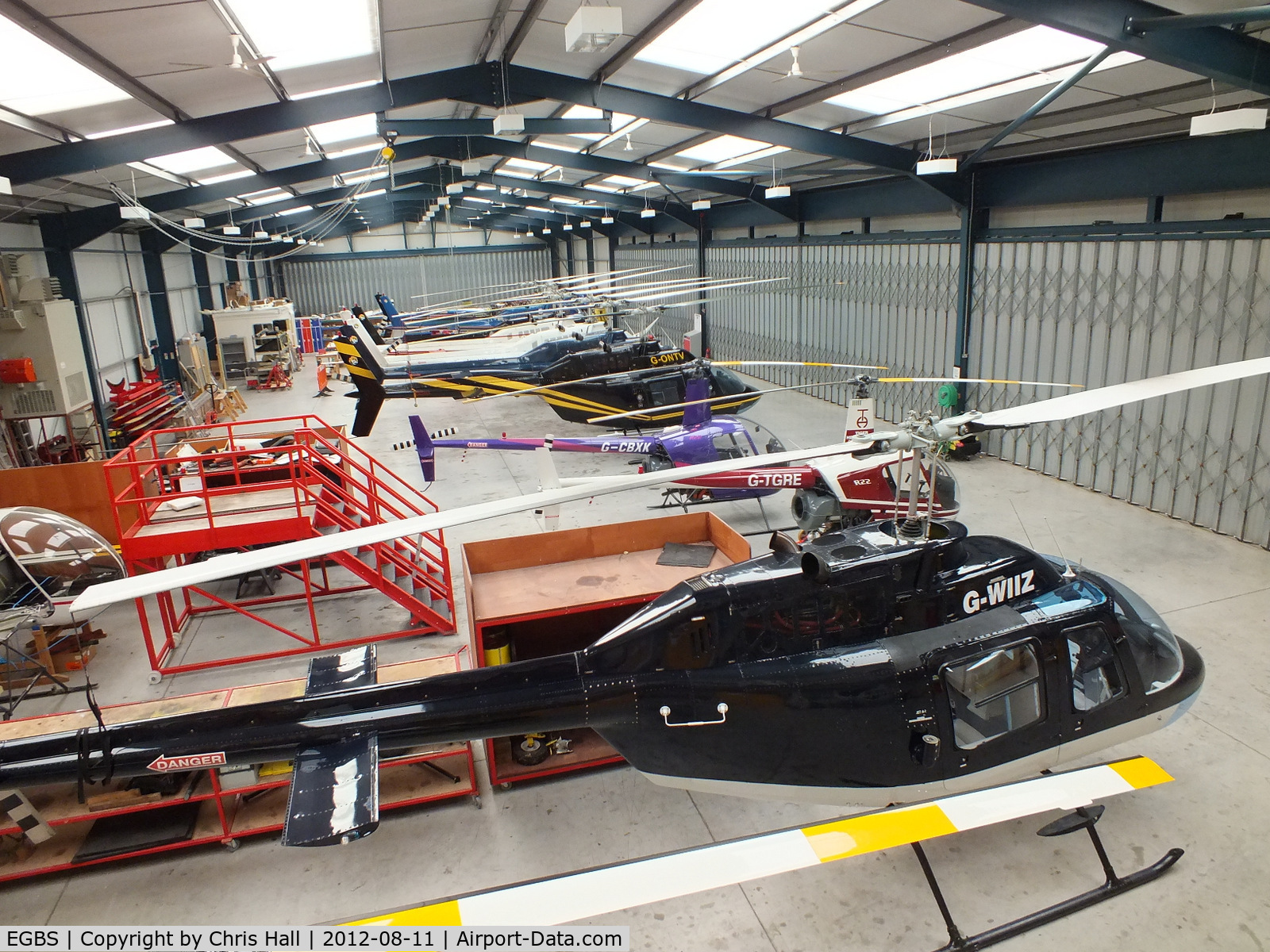 Shobdon Aerodrome Airport, Leominster, England United Kingdom (EGBS) - inside the Tiger Helicopter's Hangar at Shobdon Airfield, Herefordshire