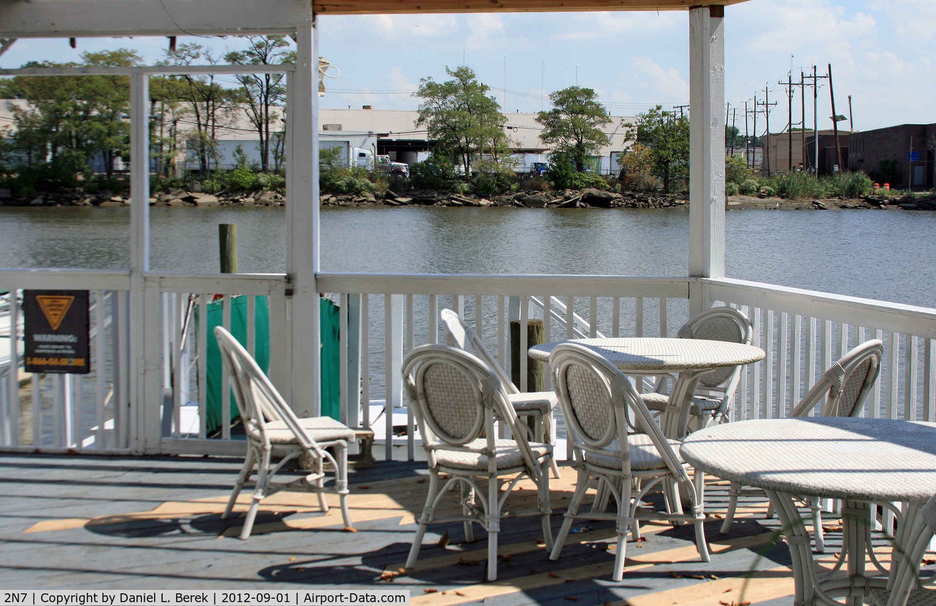 Little Ferry Seaplane Base (2N7) - This is an overview of the little seaplane base along the Hackensack River, showing the the terminal seating area behind the docks.