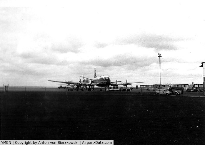Essendon Airport, Essendon North, Victoria Australia (YMEN) - Apron at Essendon Airport taken in 1969 when it was the main Airport for Melbourne. Shows a couple of Ansett's DC-6. (scan from print)