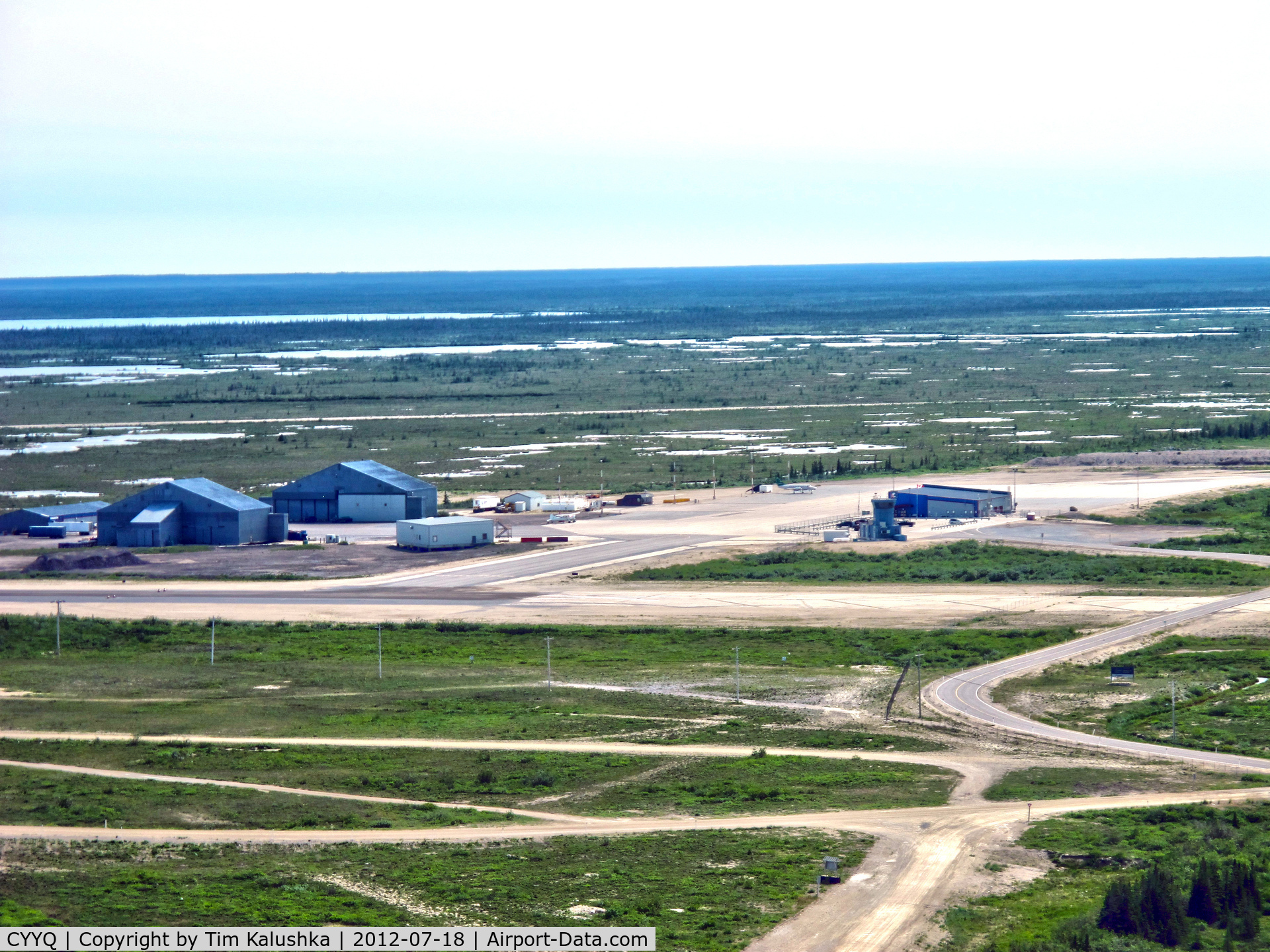 Churchill Airport, Churchill, Manitoba Canada (CYYQ) - shot of the apron and hangars
