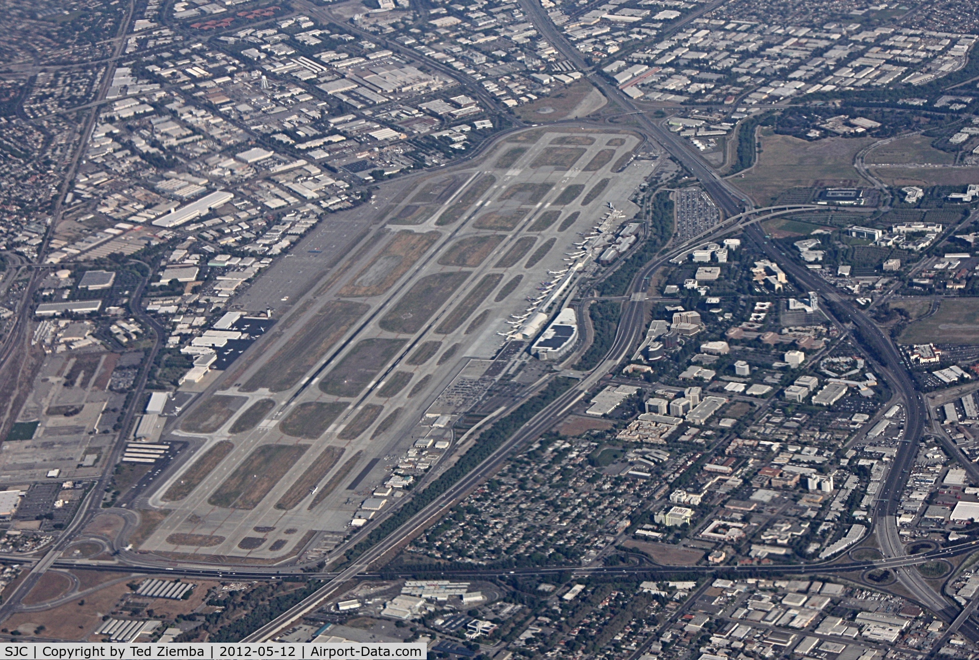 Norman Y. Mineta San Jose International Airport (SJC) - KSJC from the air. 