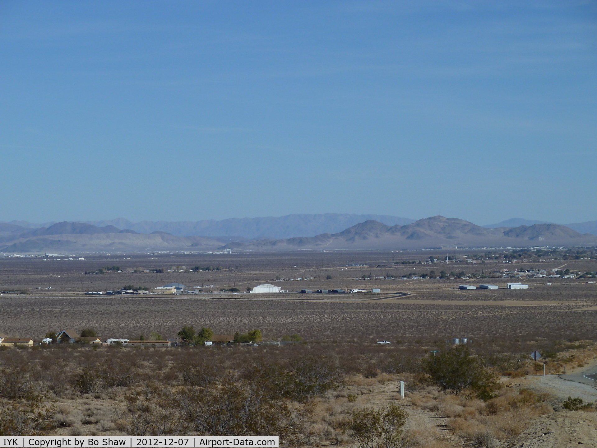 Inyokern Airport (IYK) - View of Inyokern Airport from about two miles. Airport is regularly used as a site for filming car commercials, and was even used for a segment on 