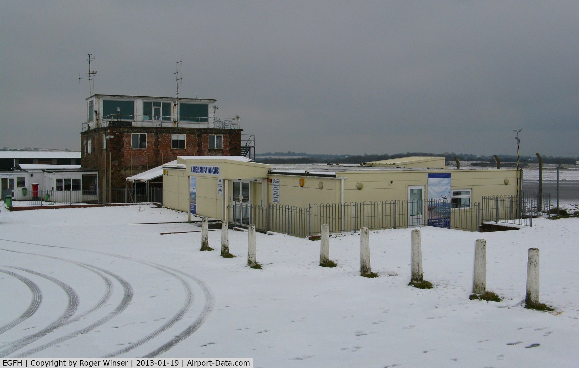 Swansea Airport, Swansea, Wales United Kingdom (EGFH) - Control Tower and Cambrian Flying Club HQ at Swansea Airport. Winter Grey 2013.