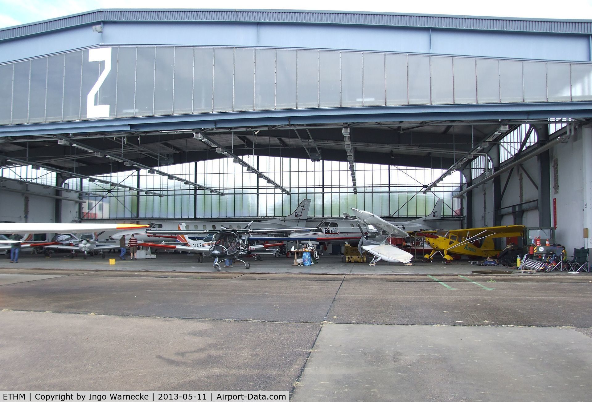Mendig Army Base Airport, Niedermendig Germany (ETHM) - No 2 hangar of the Fliegendes Museum Mendig (Flying Museum) during an open day at former German Army Aviation base, now civilian Mendig airfield 