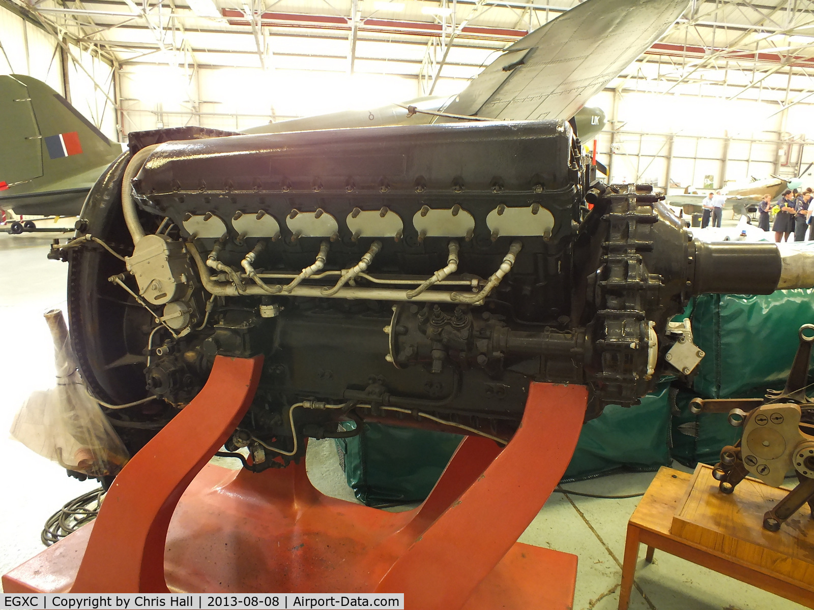 RAF Coningsby Airport, Coningsby, England United Kingdom (EGXC) - Rolls Royce Merlin engine displayed in the Battle of Britain Memorial Flight hangar