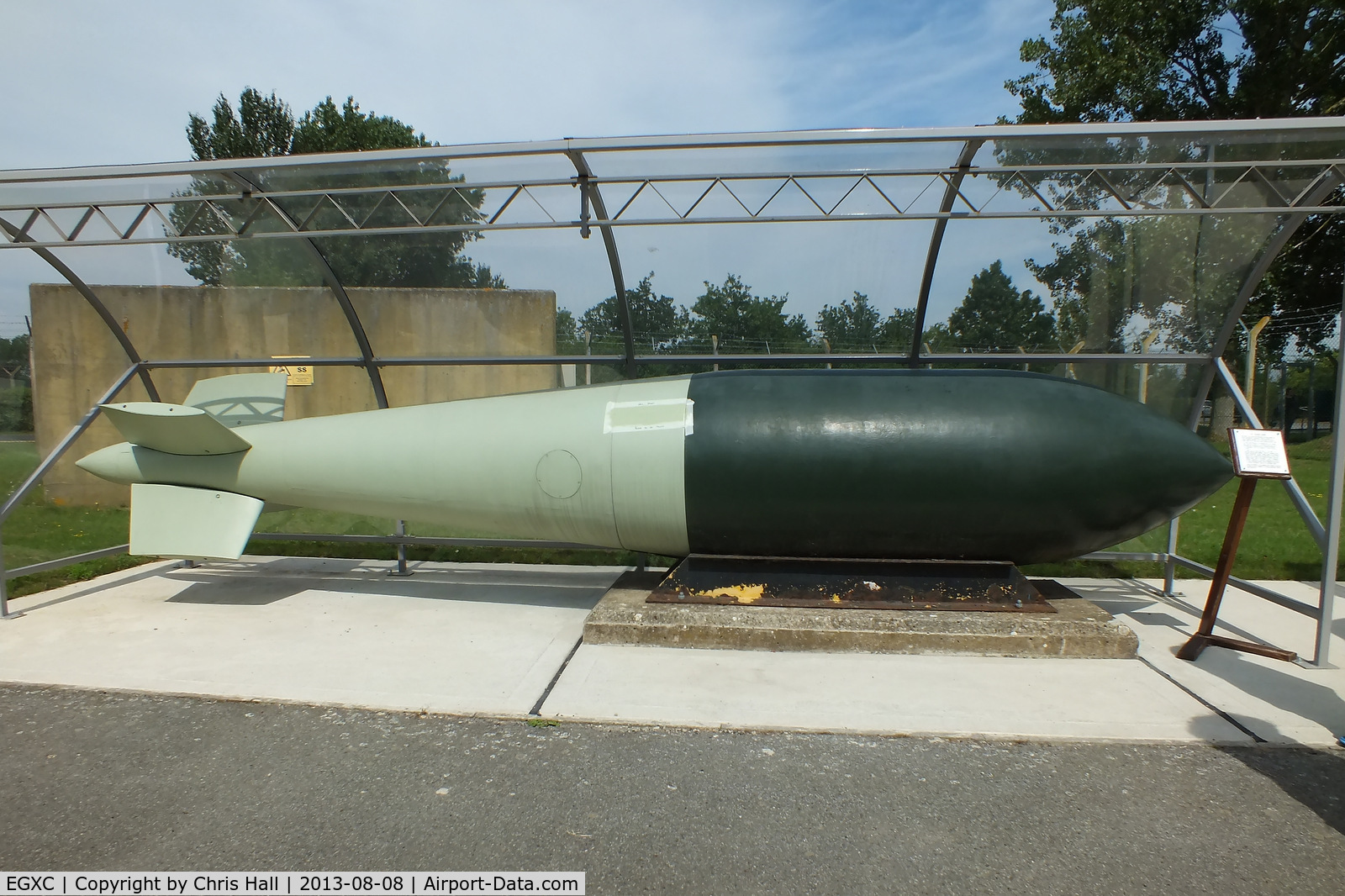 RAF Coningsby Airport, Coningsby, England United Kingdom (EGXC) - 12,000lb Tallboy bomb that was used to sink the German battleship Tirpitz on 12 November 1944, displayed at the BBMF visitors centre