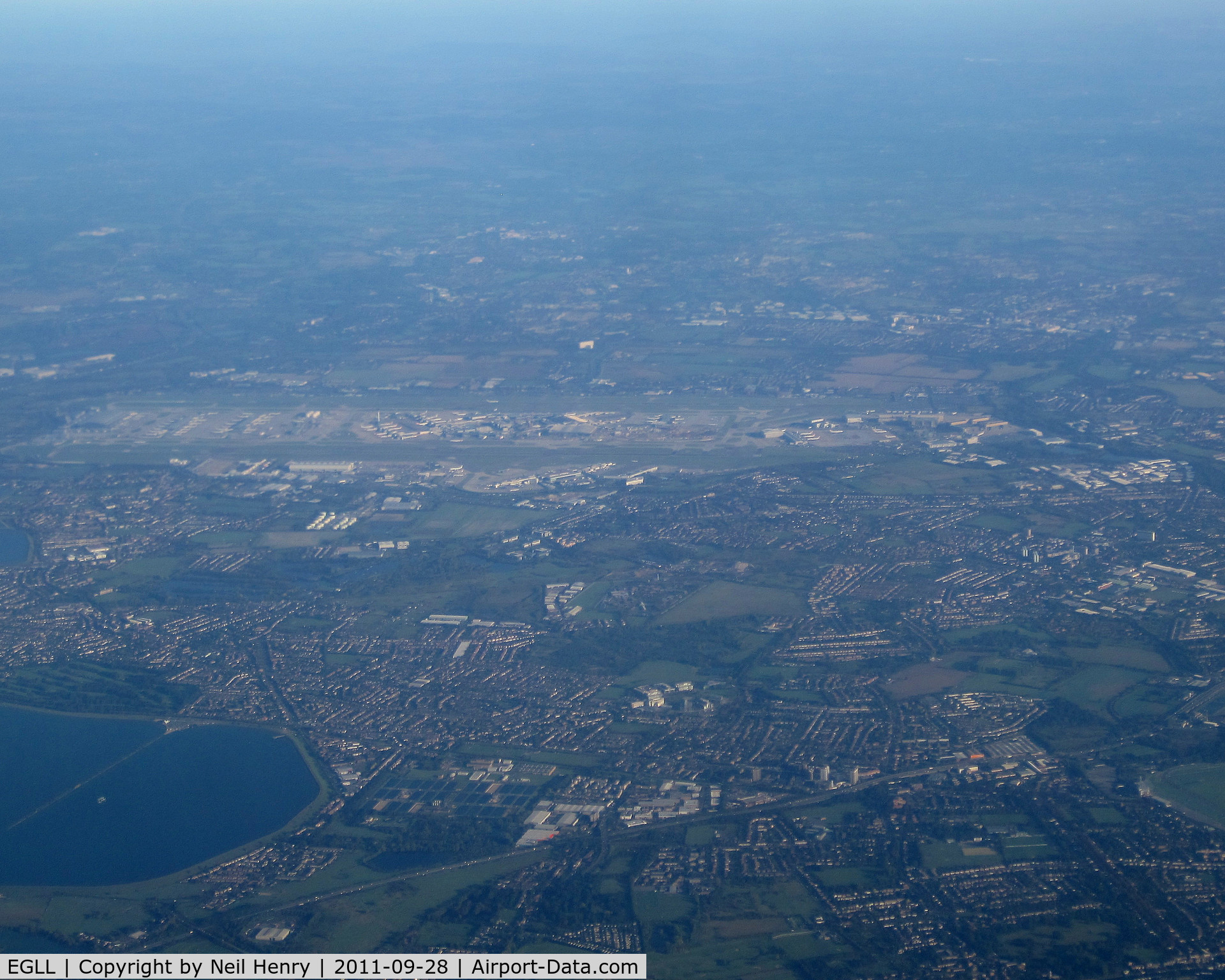 London Heathrow Airport, London, England United Kingdom (EGLL) - taken whilst stacked on approach to LHR on 28 Sept 2011 about 08.00 hours