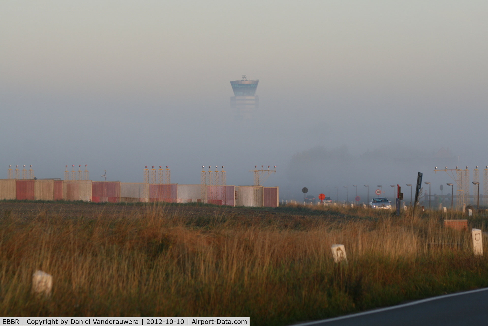 Brussels Airport, Brussels / Zaventem   Belgium (EBBR) - Morning mist (Control Tower seen from RWY 25L)