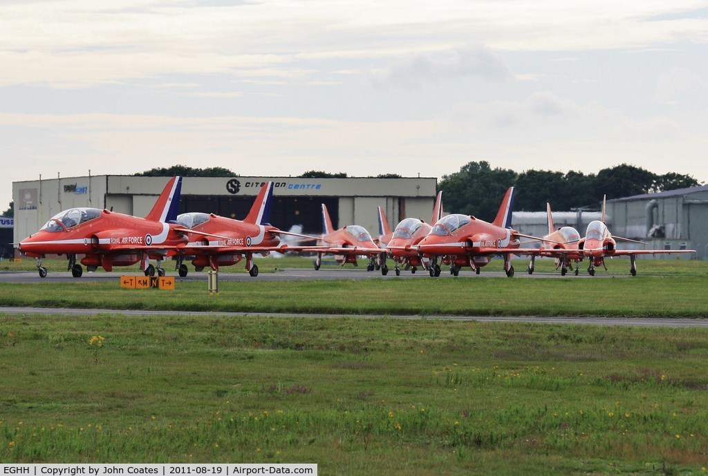 Bournemouth Airport, Bournemouth, England United Kingdom (EGHH) - Reds return after performing at the seafront