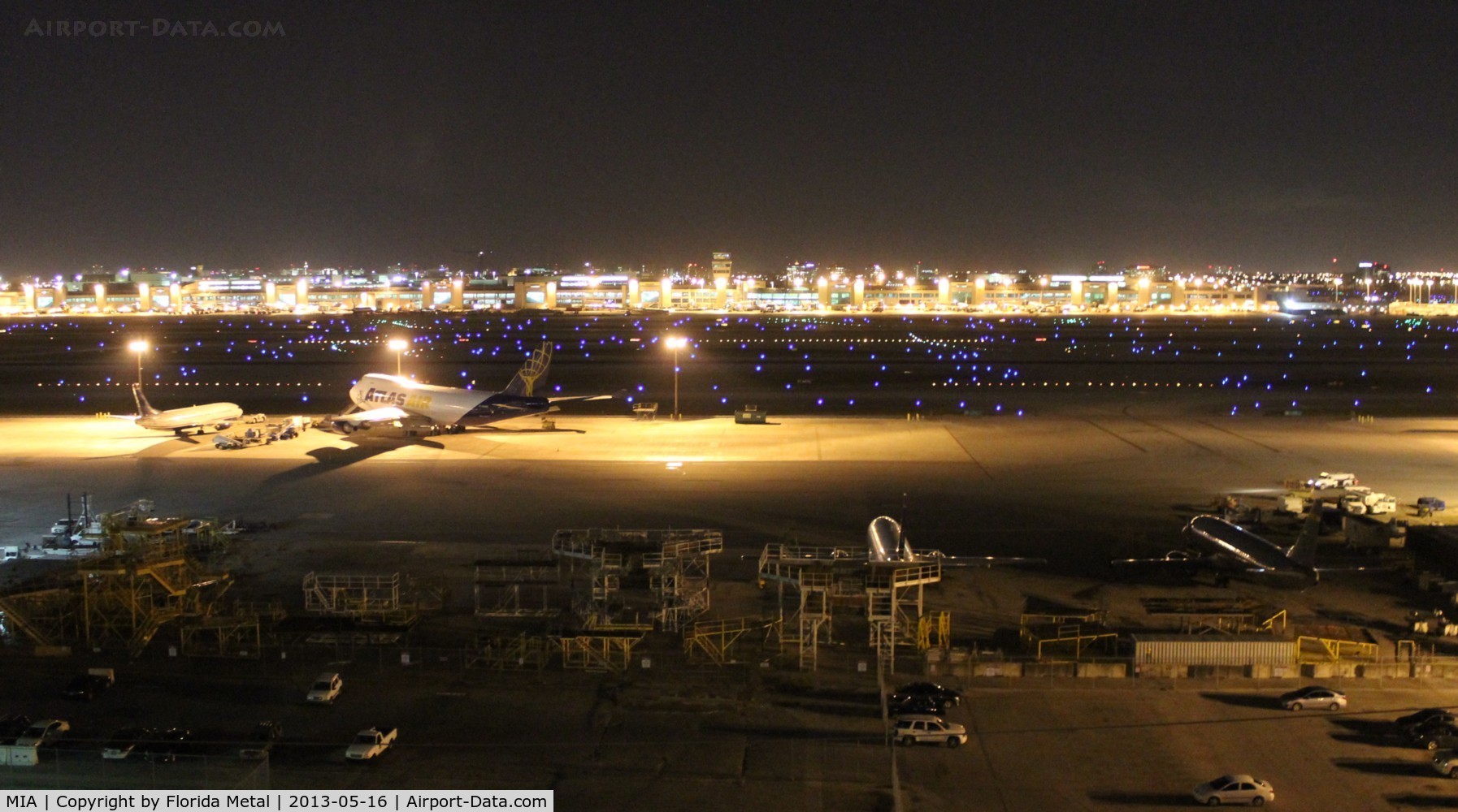 Miami International Airport (MIA) - Night view of Miami Airport from Comfort Inn overlooking the maintenance areas