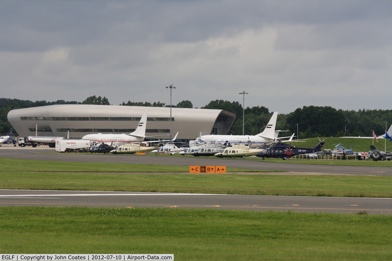 Farnborough Airfield Airport, Farnborough, England United Kingdom (EGLF) - Line up including HB-ZUV