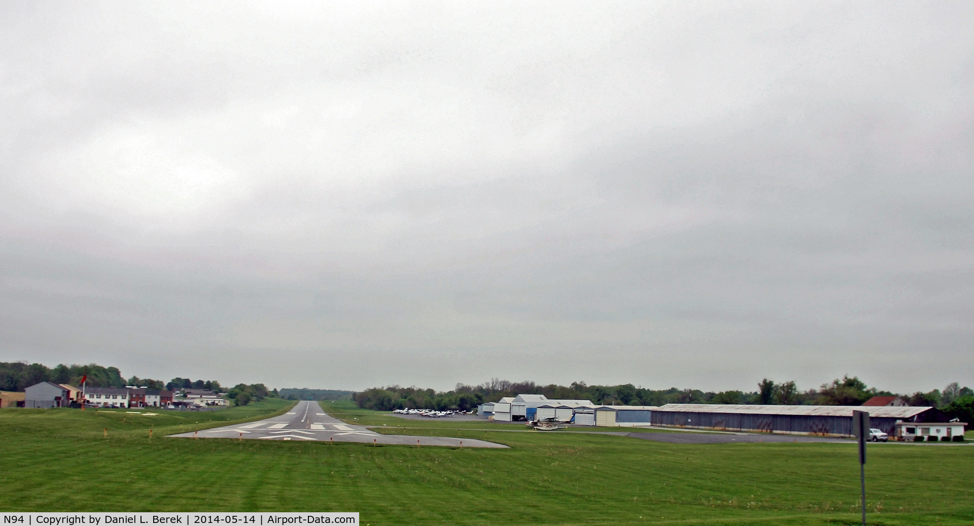 Carlisle Airport (N94) - Panoramic view of the airport, looking west, at the threshold of the main runway.