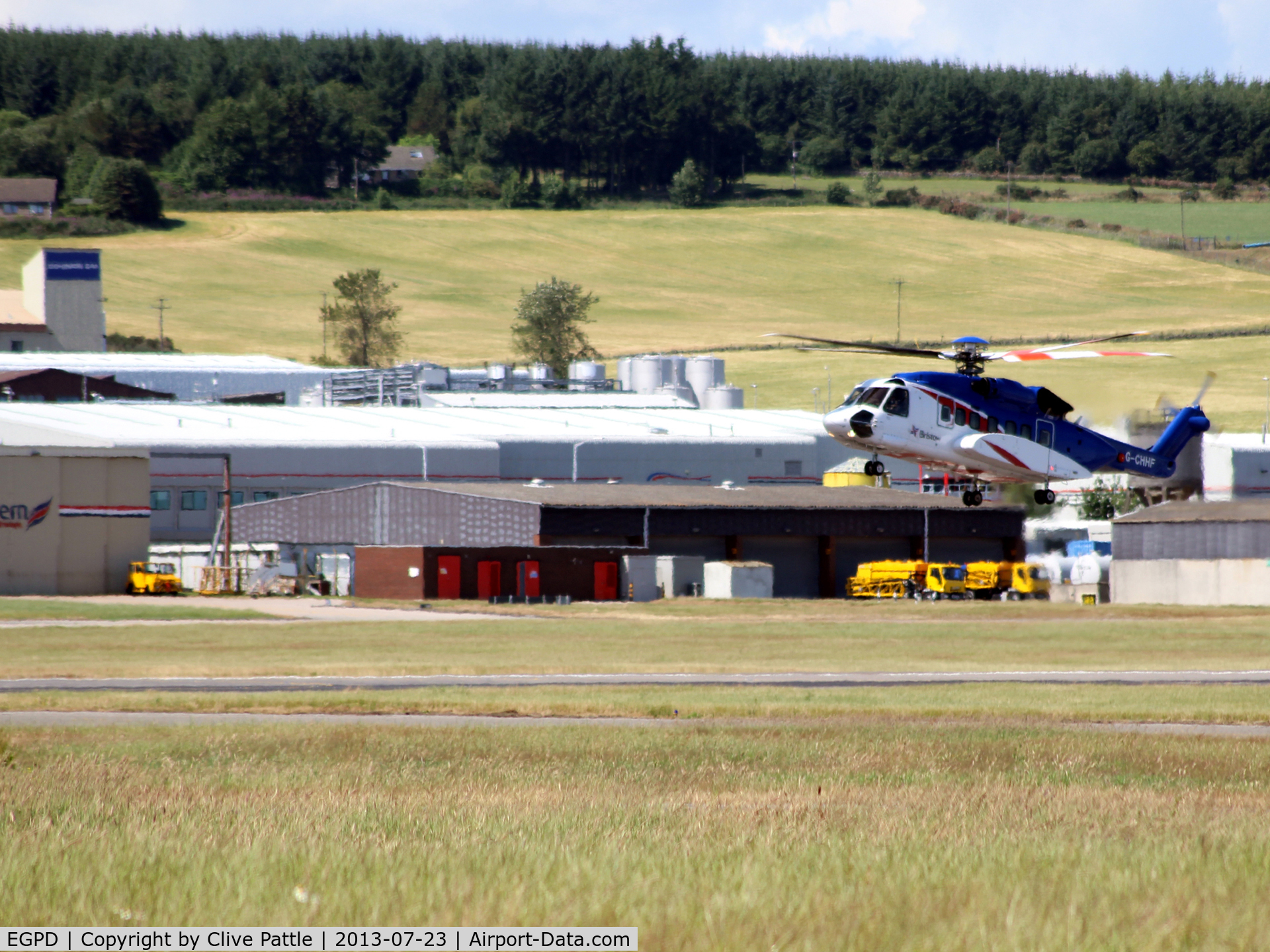 Aberdeen Airport, Aberdeen, Scotland United Kingdom (EGPD) - Sikorsky S-92 G-CHHF of Bristows Helicopters lands at EGPD