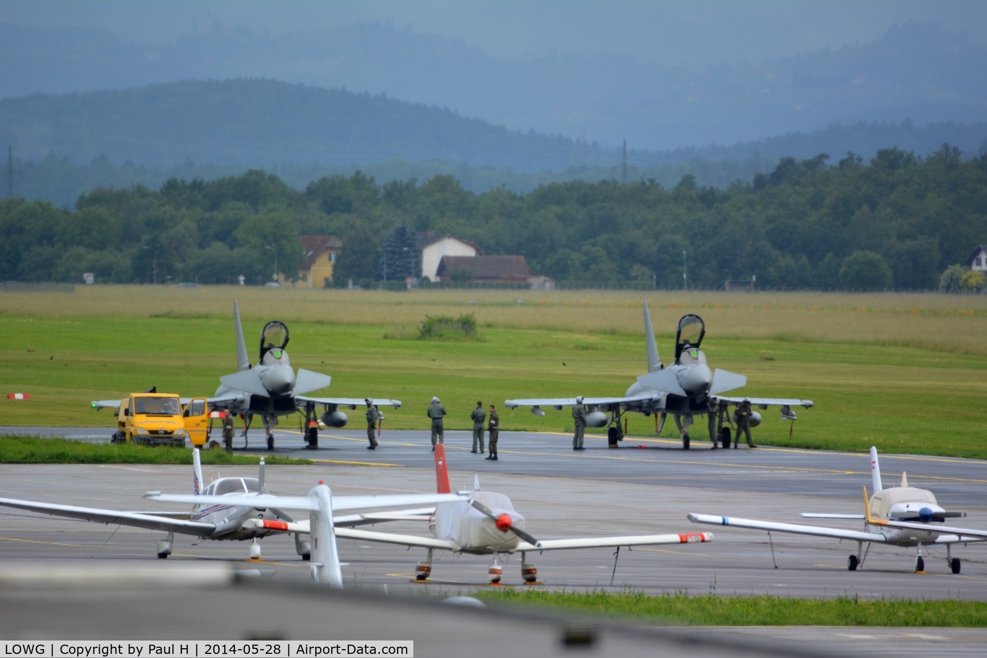 Graz Airport, Graz Austria (LOWG) - 2 Eurofighters of Austrian Air Force at LOWG for a training session