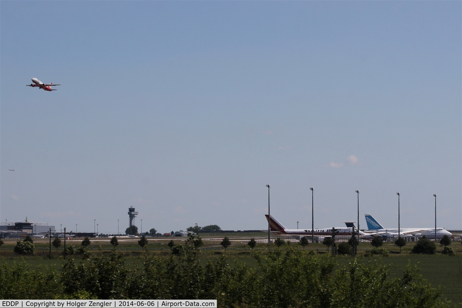 Leipzig/Halle Airport, Leipzig/Halle Germany (EDDP) - Outbound traffic from rwy 26L and view to apron 2...