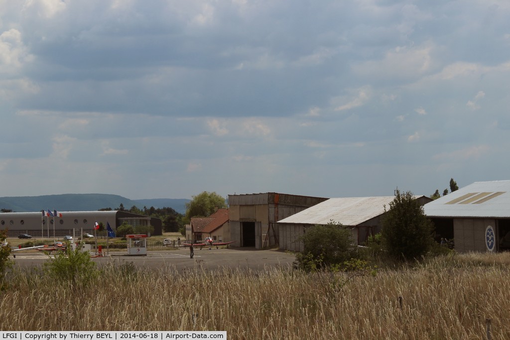 Dijon Darois Airport, Dijon France (LFGI) - View from north: at right the gliding club with its hangar