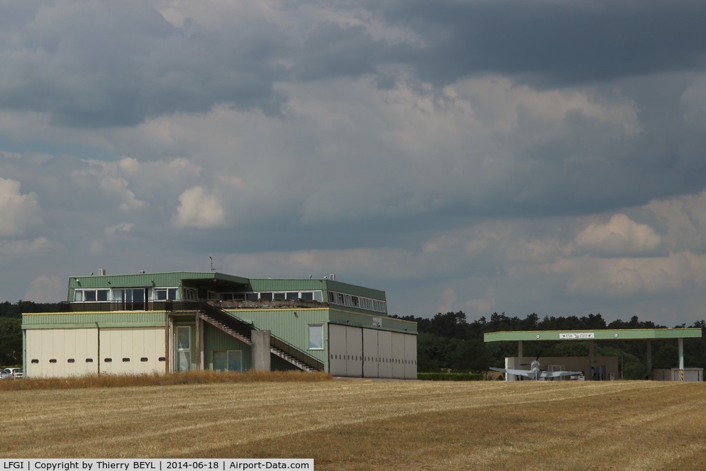 Dijon Darois Airport, Dijon France (LFGI) - North, end of runway: headquarters building of Apache Aviation, owner of the famous Breitling Jet Team (the L-39 are parked at Dijon-Longvic-LFSD airport)
