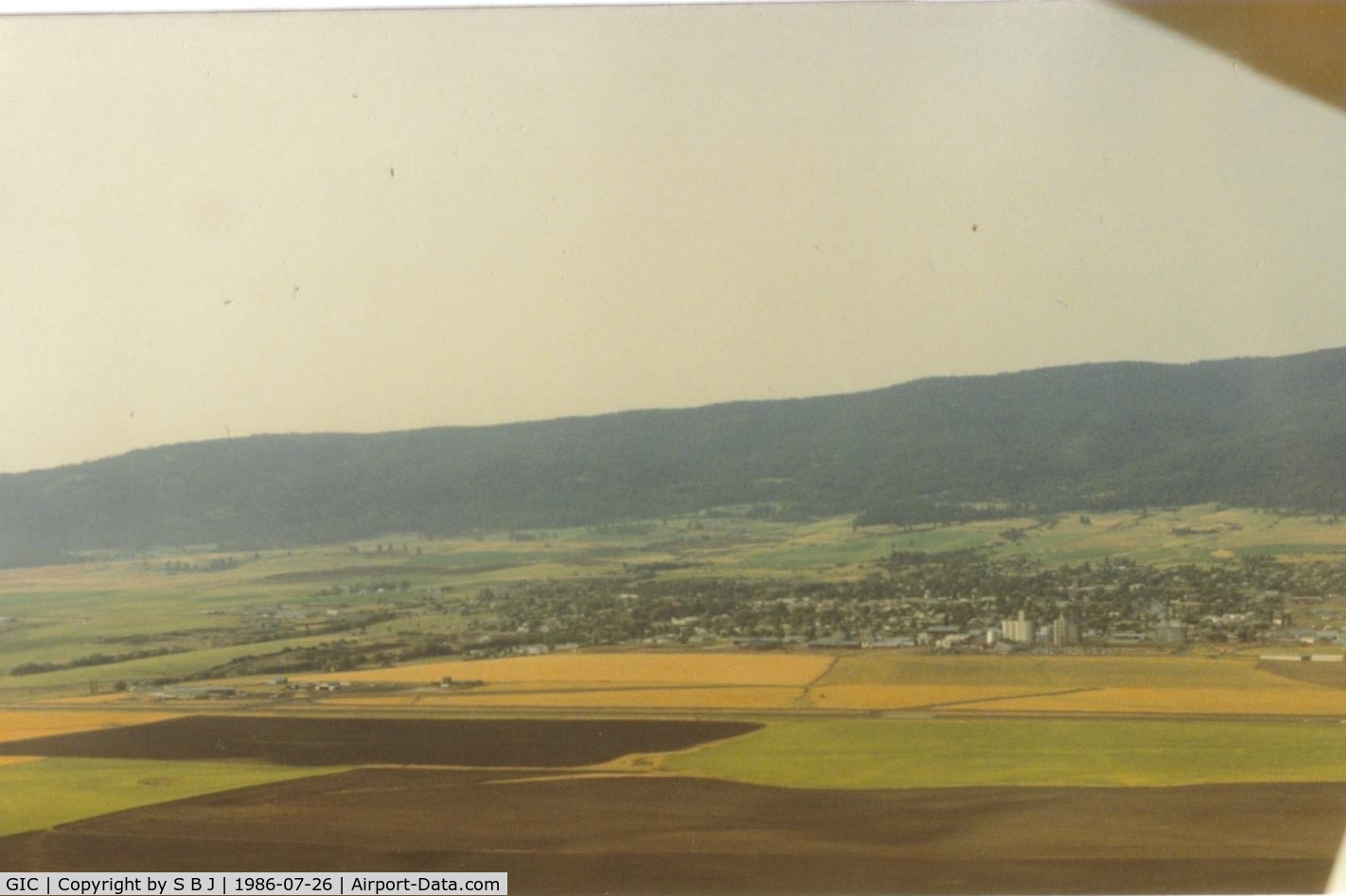 Idaho County Airport (GIC) - Picture of Grangeville airport after departing and on downwind in 1986.
