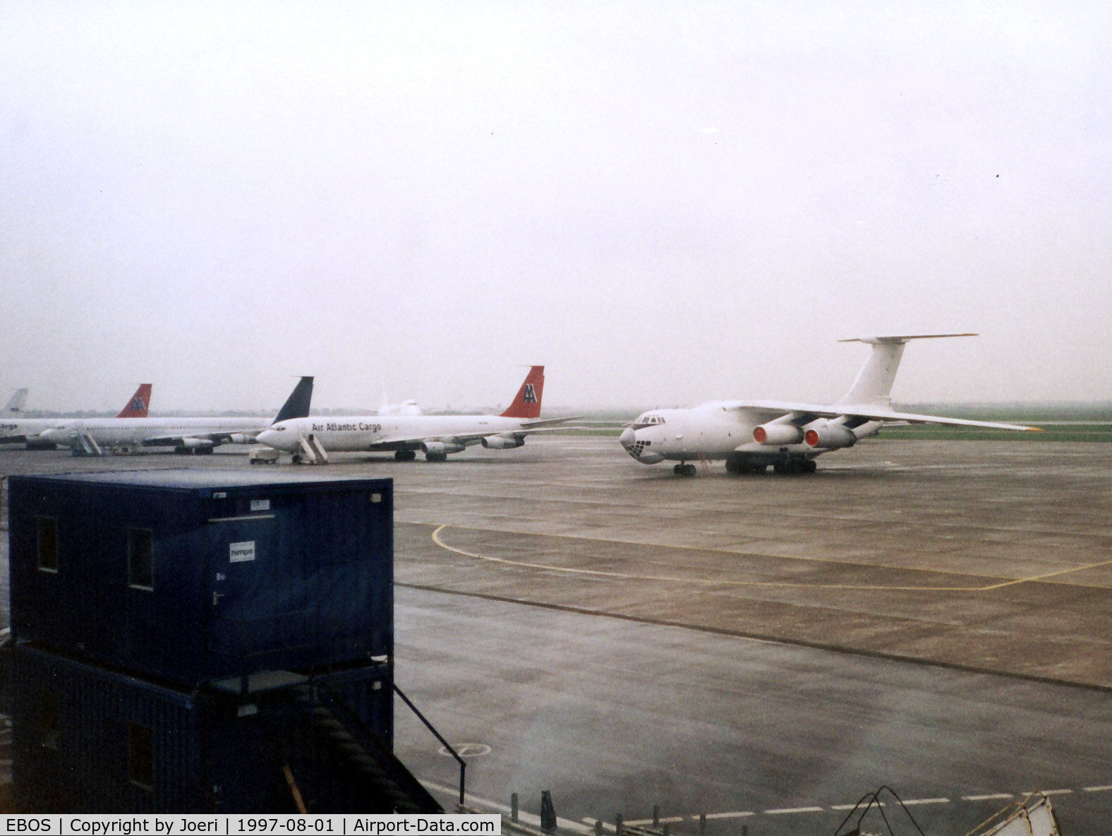 Ostend-Bruges International Airport, Ostend Belgium (EBOS) - General view on airplane parking area 1997