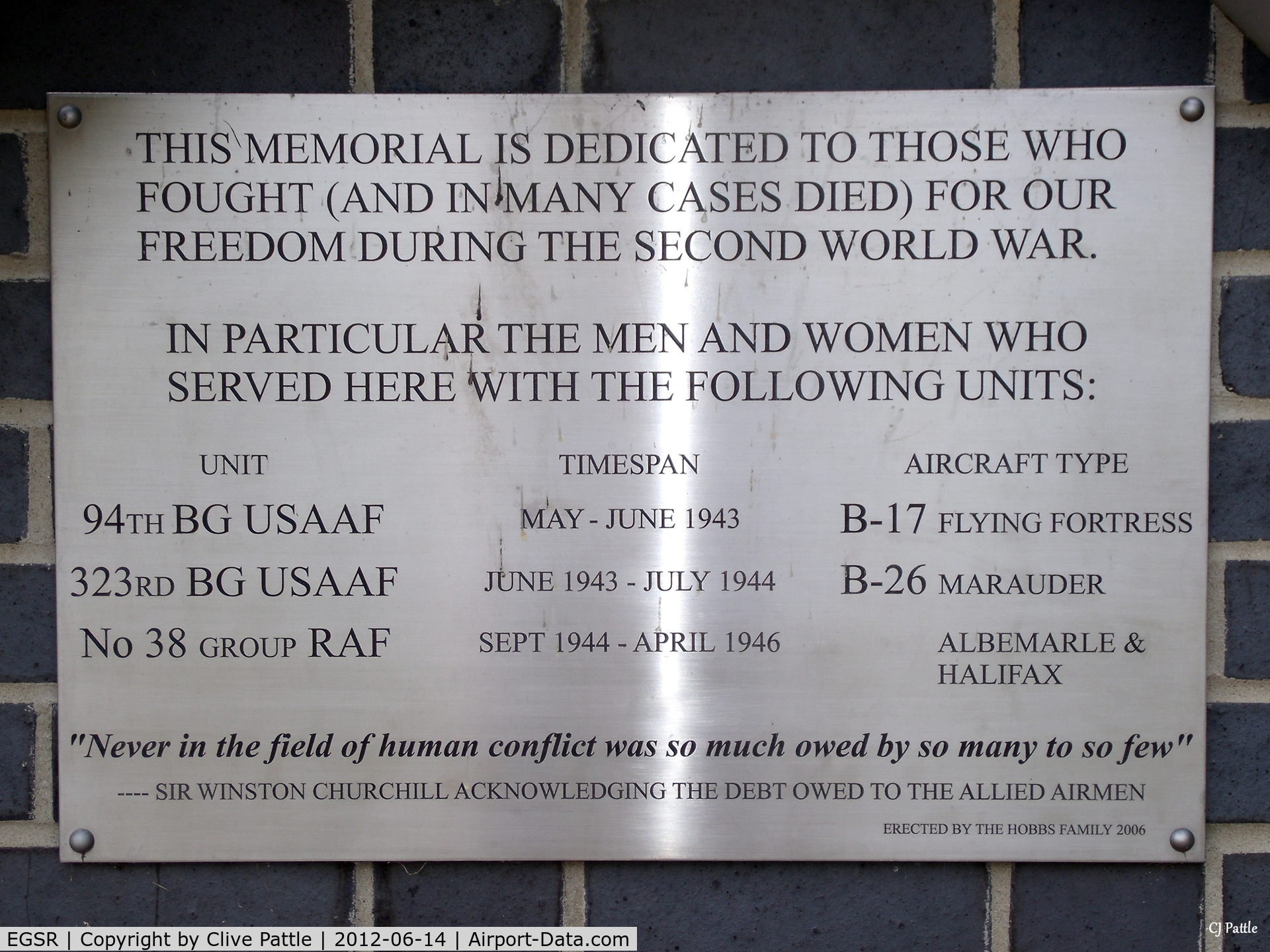 Earls Colne Airfield Airport, Halstead, England United Kingdom (EGSR) - Memorial Plaque to WWII USAF Airmen at Earl's Colne EGSR
