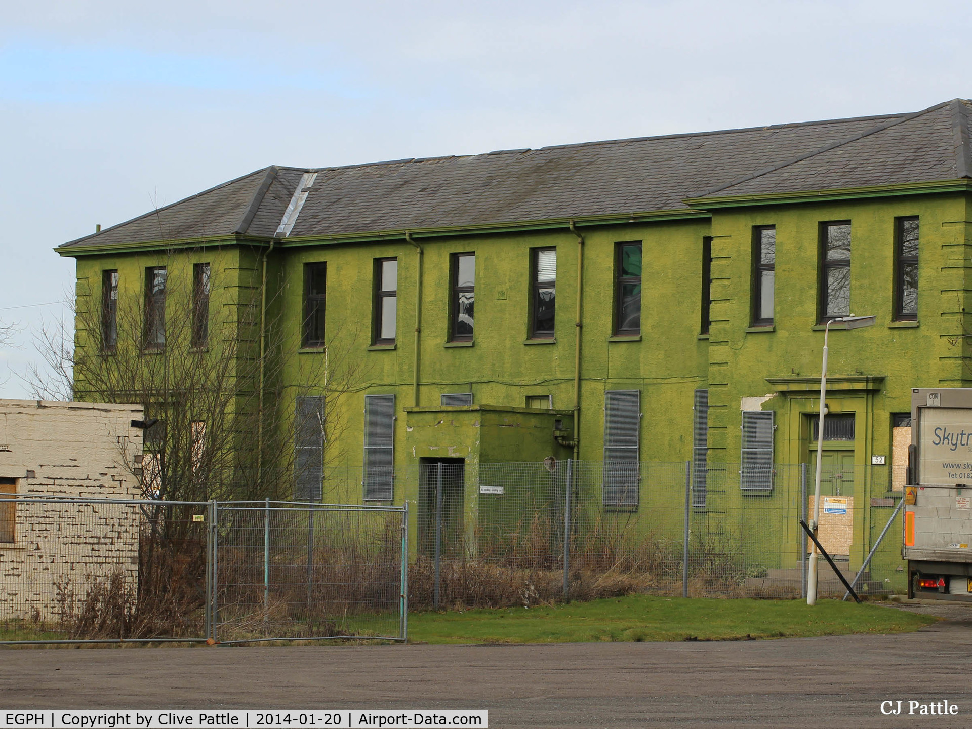 Edinburgh Airport, Edinburgh, Scotland United Kingdom (EGPH) - Due for demolition, the old accomodation block at the former RAF Turnhouse area at the north side of  Edinburgh Airport EGPH