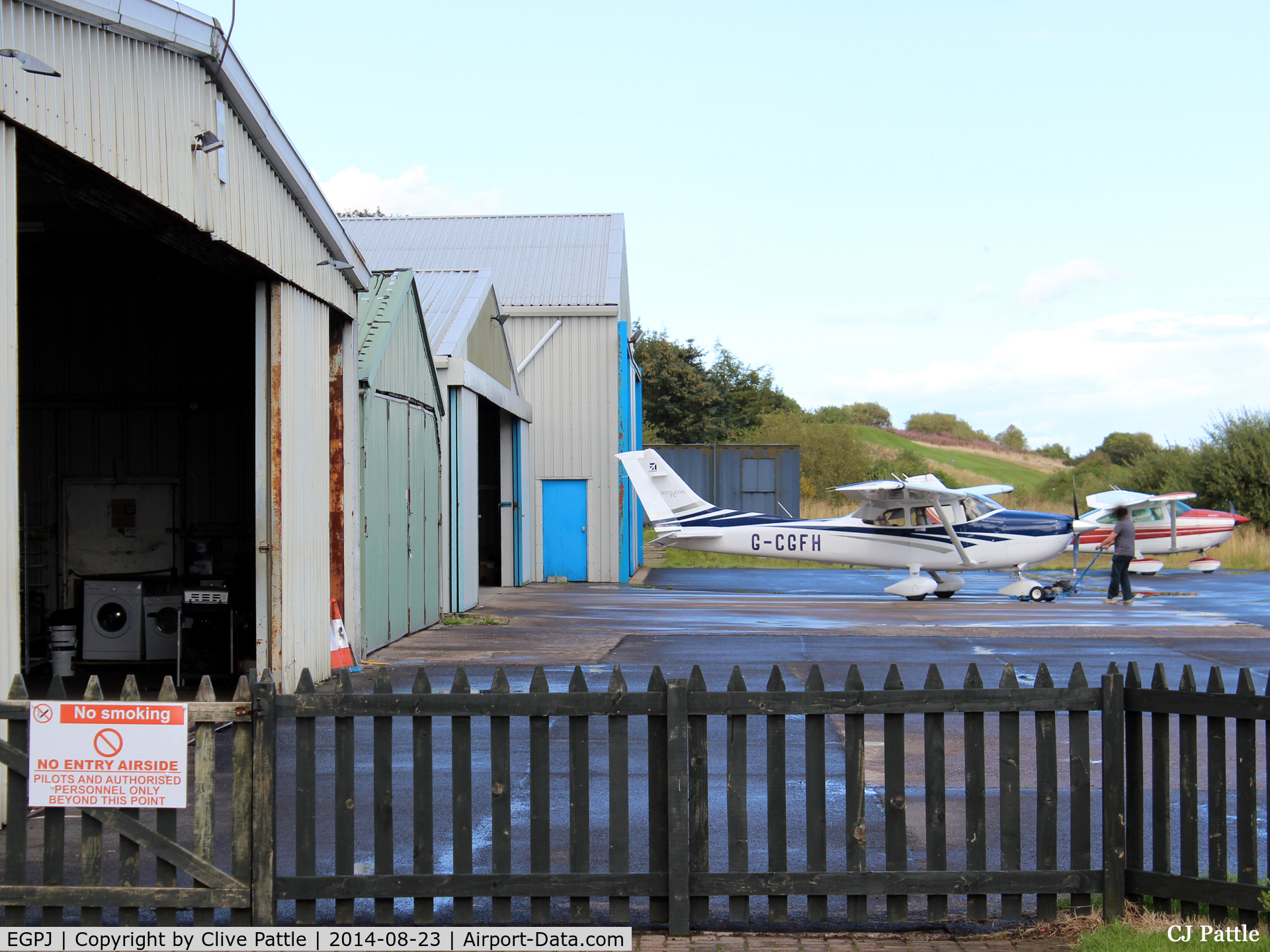 Fife Airport, Glenrothes, Scotland United Kingdom (EGPJ) - The hangar apron at Glenrothes EGPJ