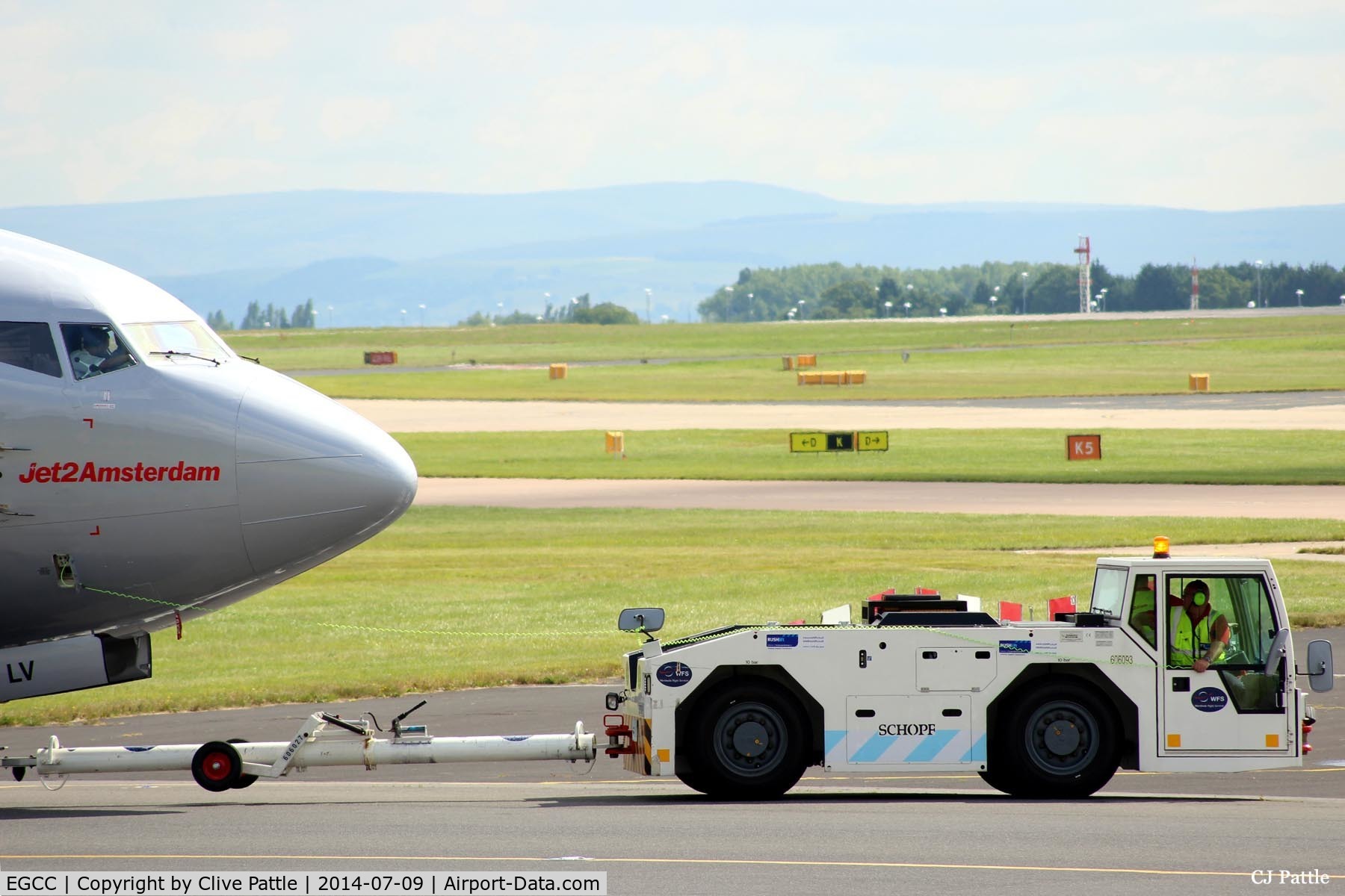 Manchester Airport, Manchester, England United Kingdom (EGCC) - Tow Truck action at Manchester EGCC