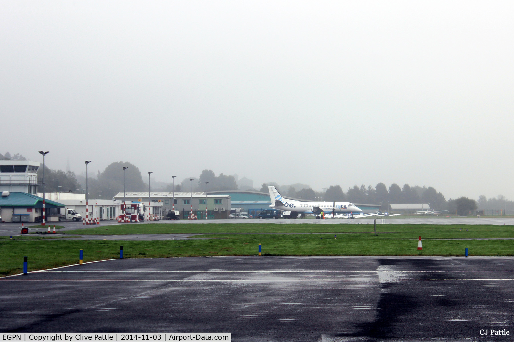 Dundee Airport, Dundee, Scotland United Kingdom (EGPN) - A fog bound Dundee Riverside with a diverted Flybe SF340B G-LGNK seeking refuge