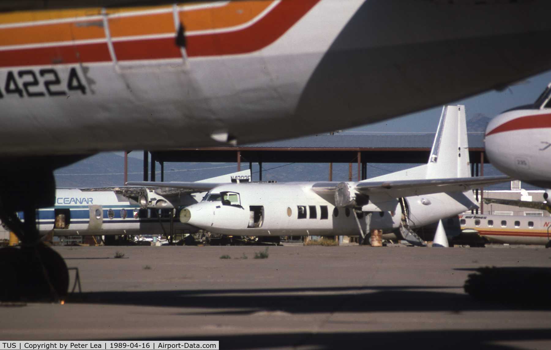 Tucson International Airport (TUS) - Fairchild F27 N4302F at Tucson Airport in April 1989