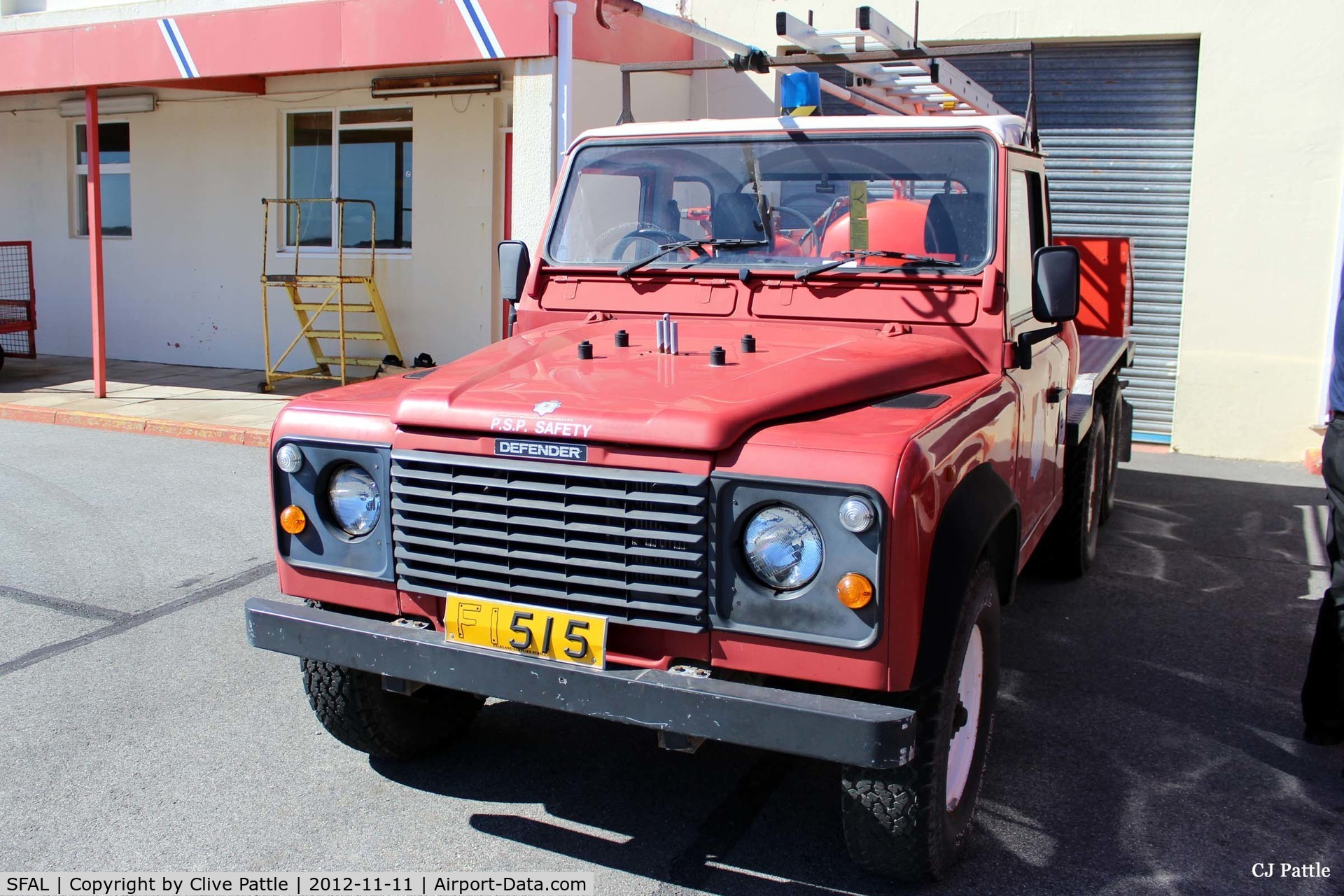 SFAL Airport - One of the older Landrover fire rescue vehicles at Port Stanley SFAL