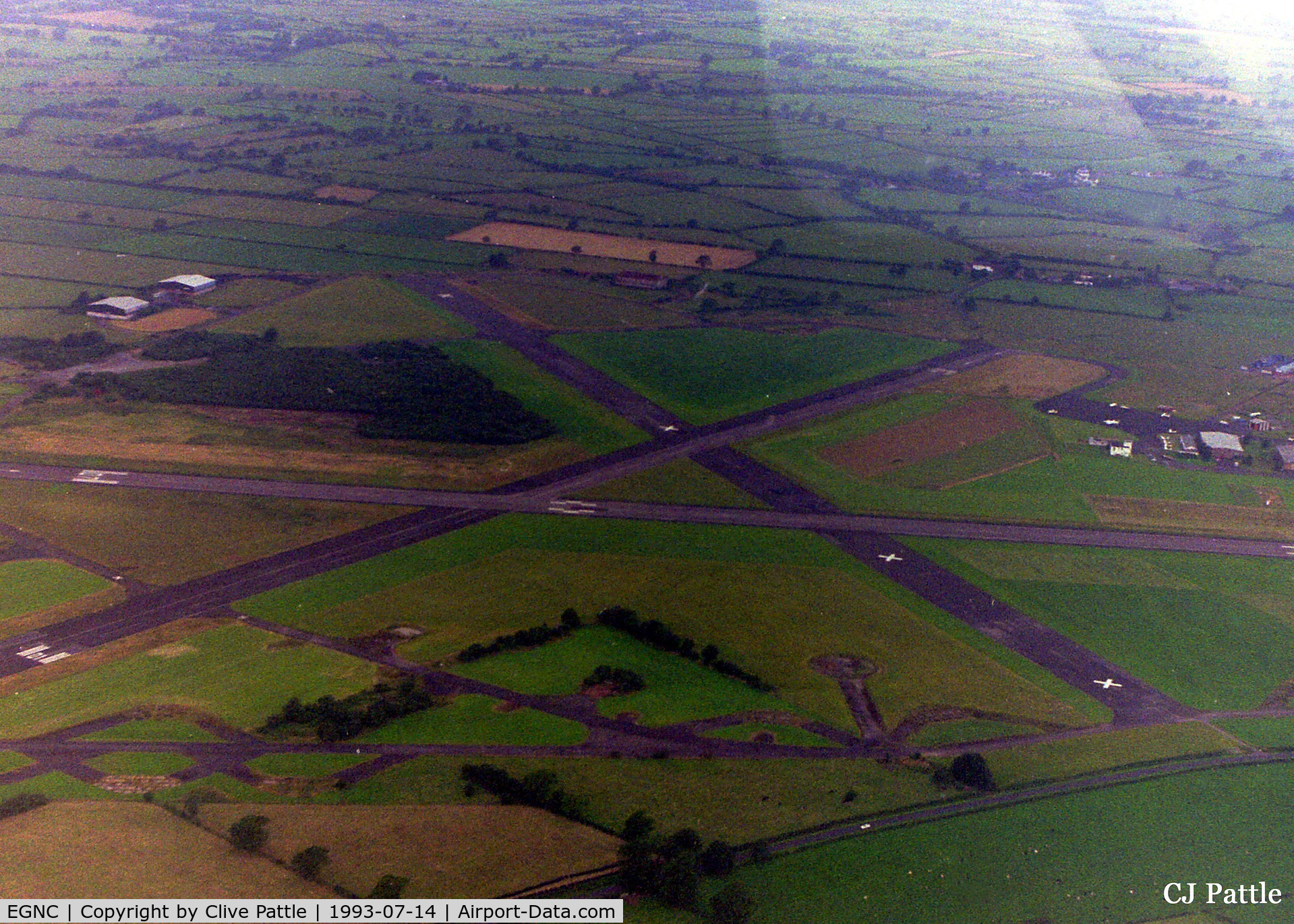 Carlisle Airport, Carlisle, England United Kingdom (EGNC) - A view of Carlisle airport taken in July 1993 during a pleasure flight in Cessna 172M G-BTMR