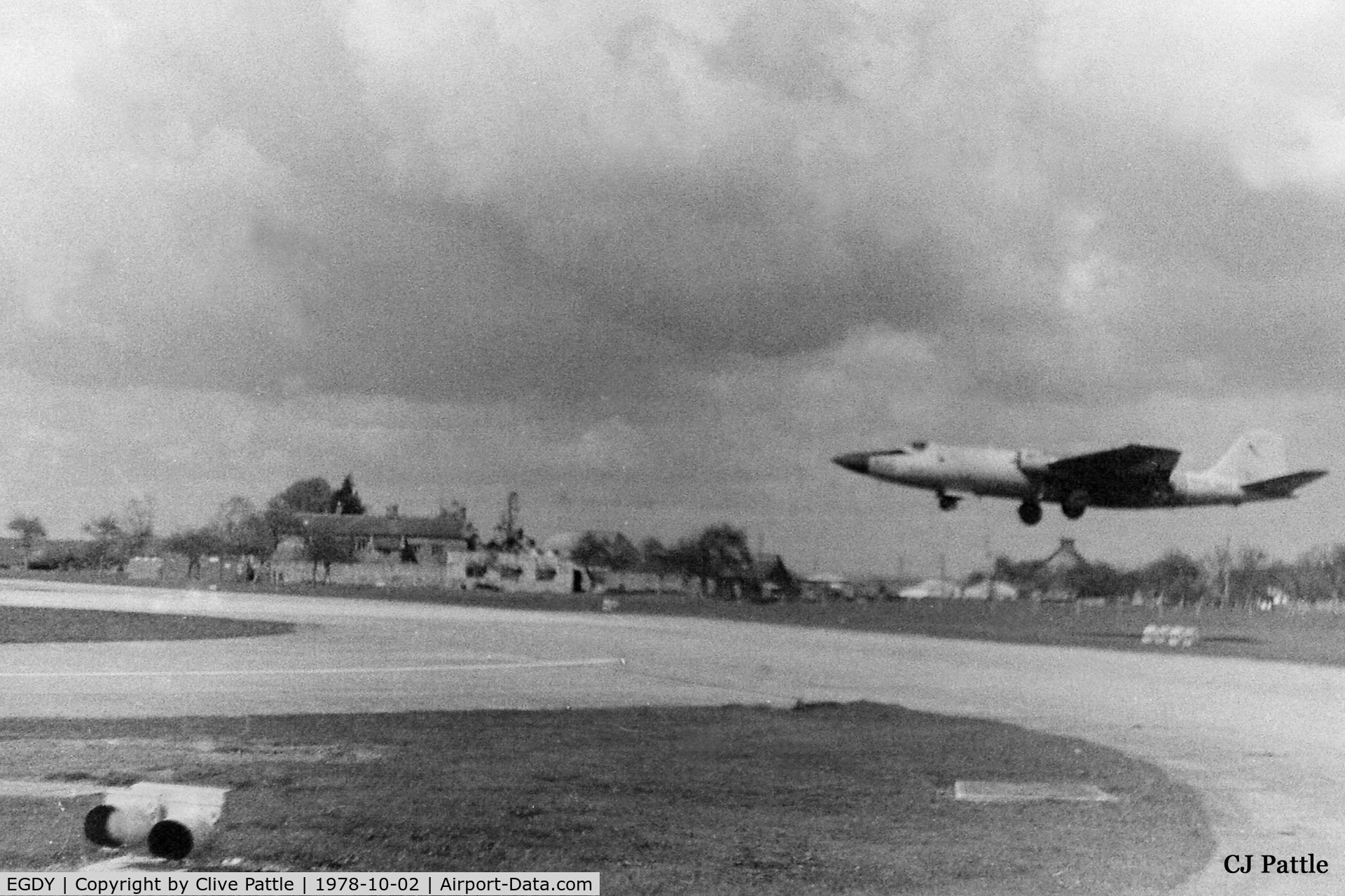 RNAS Yeovilton Airport, Yeovil, England United Kingdom (EGDY) - A Canberra T.22 of the based FRADU landing at RNAS Yeovilton in October 1978. The picture scanned from an old negative of mine and submitted (after a lot of photoshopping) for historical purposes only.