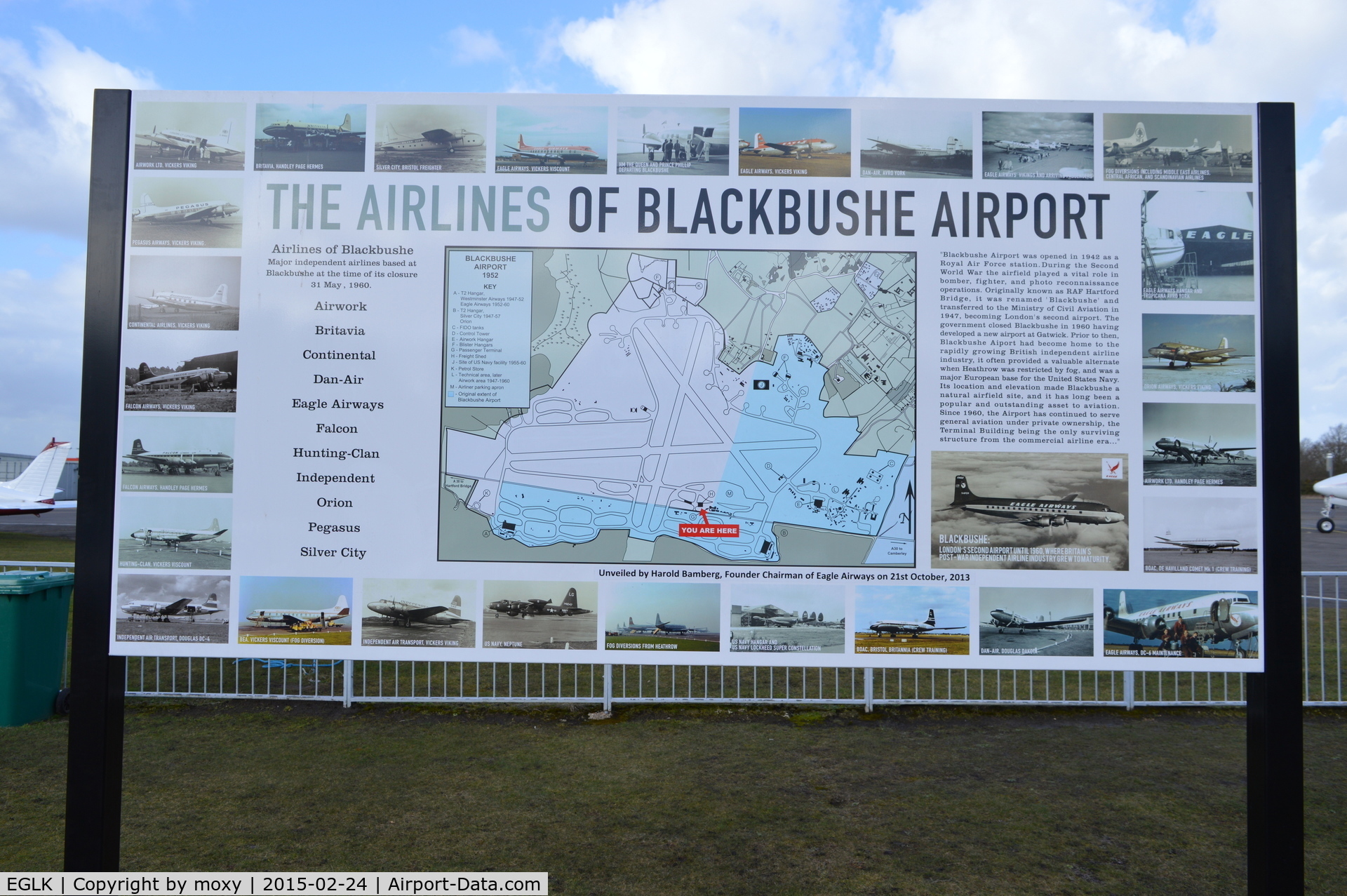 Blackbushe Airport, Camberley, England United Kingdom (EGLK) - Interesting sign unveiled at Blackbushe in 2013 by Harold Bamberg, boss of the unfortunately now defunct British Eagle.  