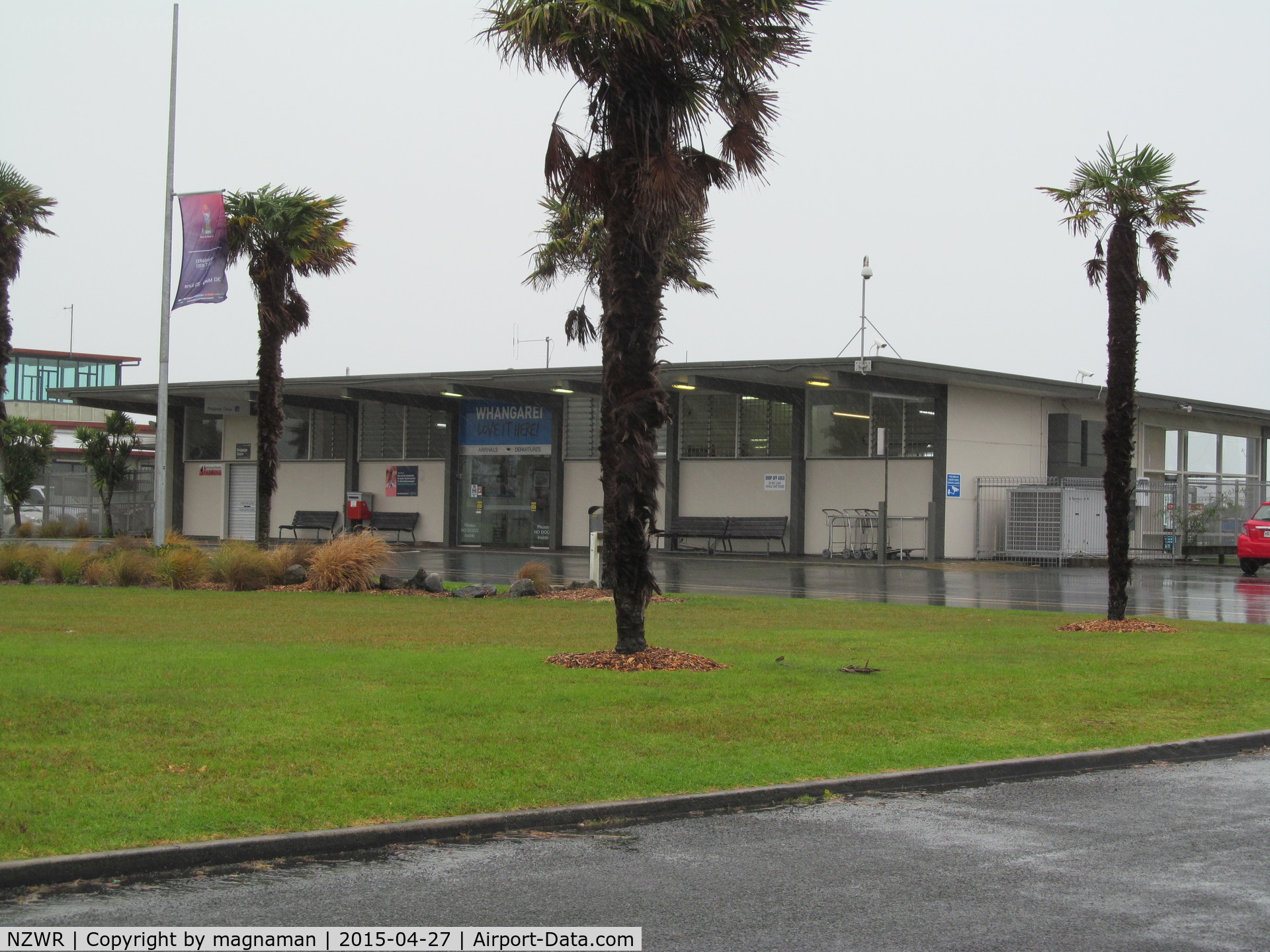 Whangarei Airport, Whangarei New Zealand (NZWR) - Terminal on a wet and blustery day