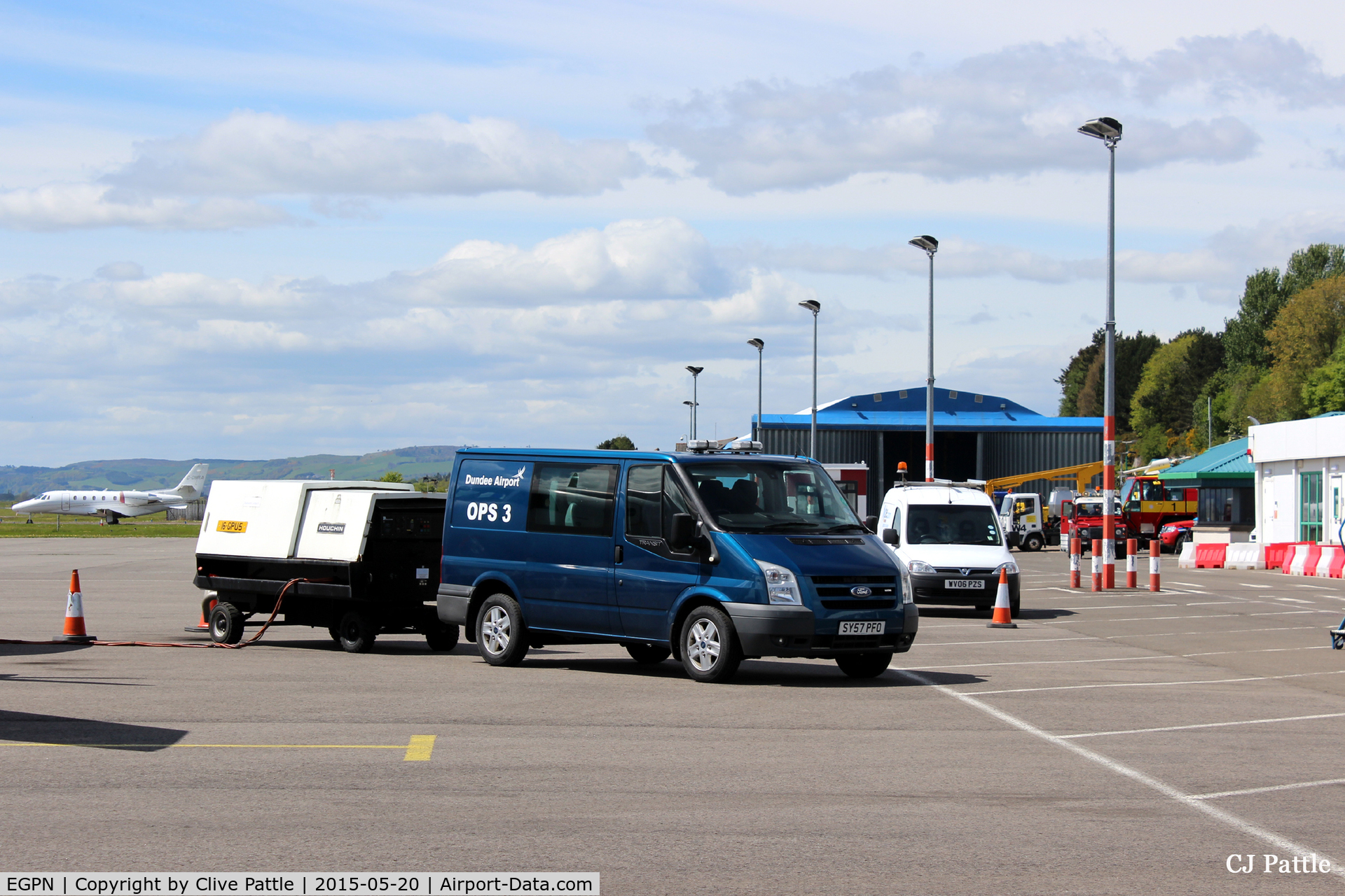 Dundee Airport, Dundee, Scotland United Kingdom (EGPN) - Operations vehicles on the ramp at Dundee Riverside airport (EGPN)