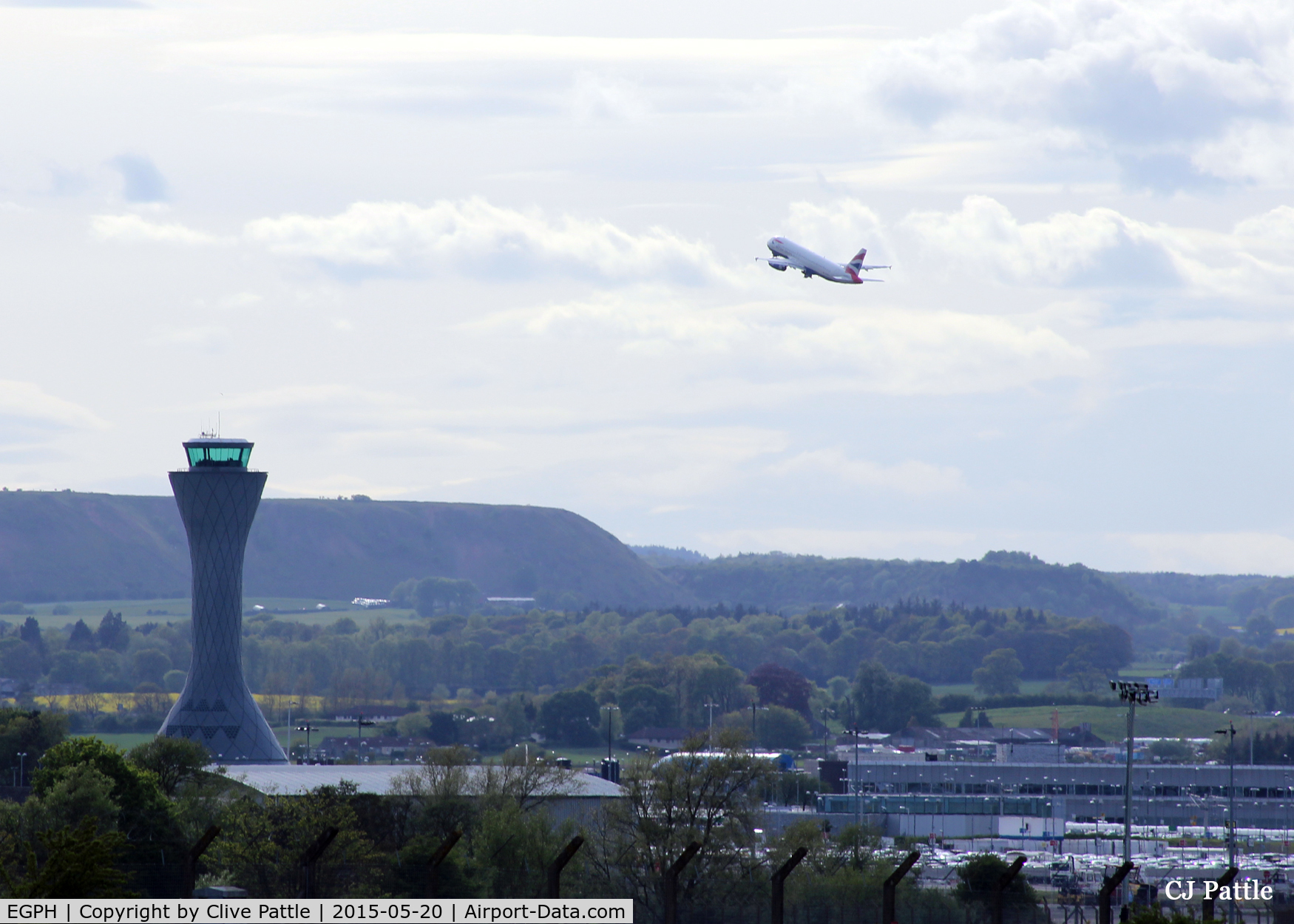 Edinburgh Airport, Edinburgh, Scotland United Kingdom (EGPH) - An atmospheric shot of a departure from Edinburgh EGPH with the prominent Tower on show.