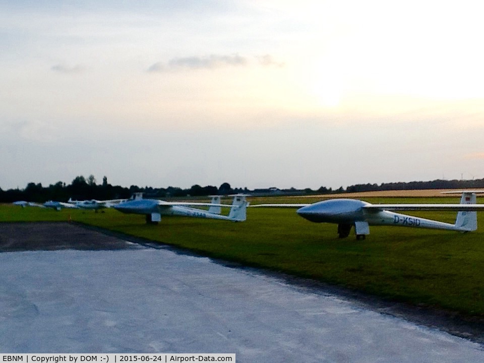 Suarlee Airport, Namur Belgium (EBNM) - Grass parking located west of the field along hangars 1 to 4. 