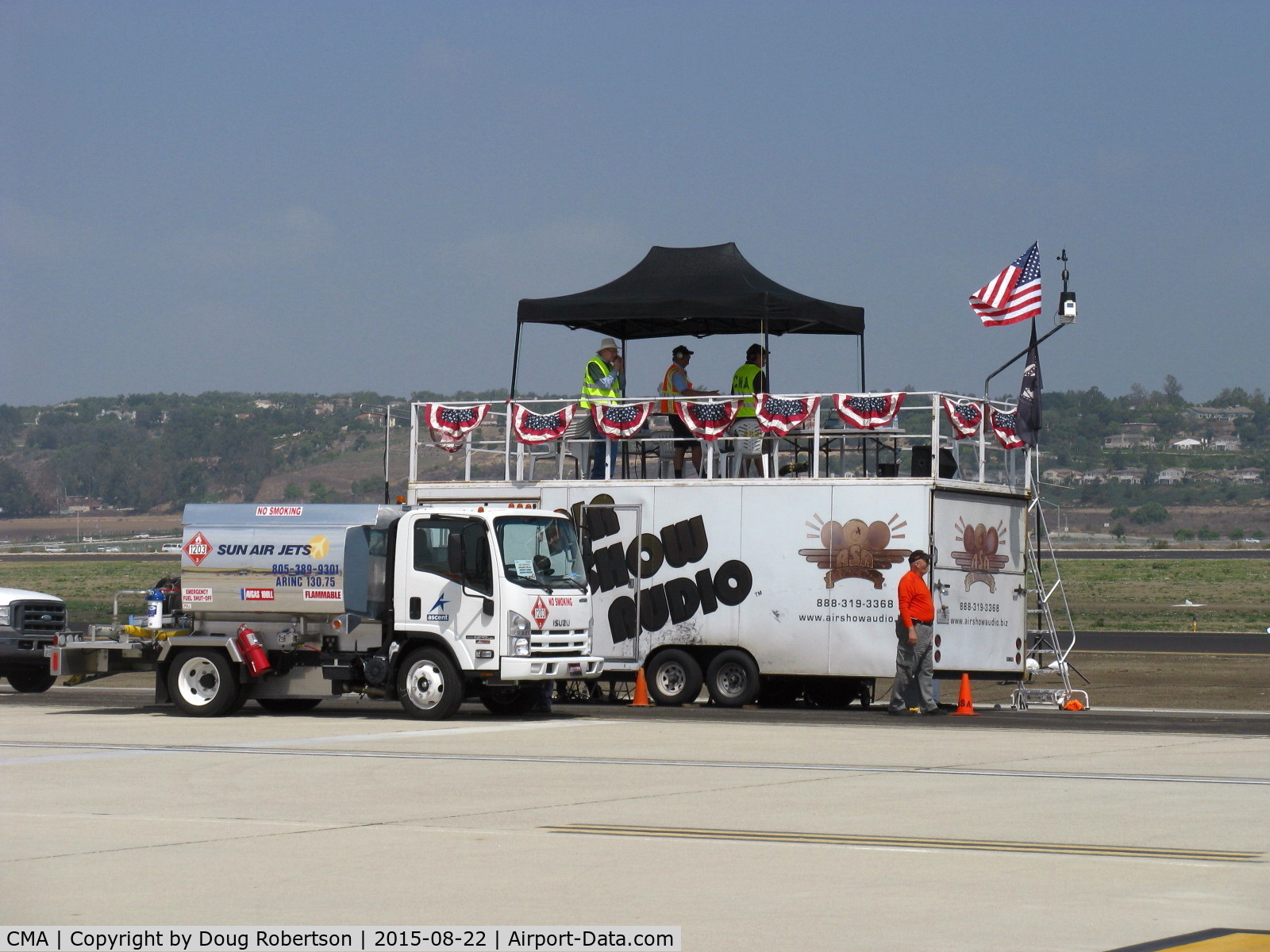 Camarillo Airport (CMA) - AIRSHOW CENTRAL-Announcers and Public Address System for Wings Over Camarillo 2015 Airshow, (SunAir Jets Fuel Truck does NOT directly power the booth!), lol