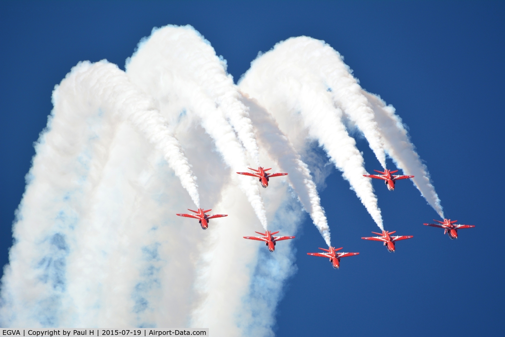 RAF Fairford Airport, Fairford, England United Kingdom (EGVA) - Red Arrows performing at RIAT 2015