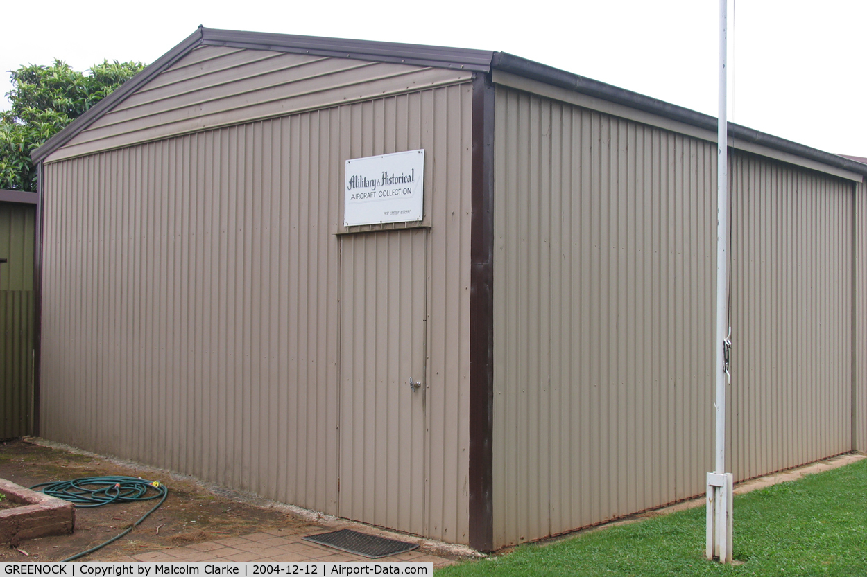 GREENOCK Airport - This building, in SA's Barossa Valley, houses the Lincoln Nitschke Aviation Collection. To the rear are Canberra B.2 WH700 and a CA-18 Mustang Replica. Inside are 1400+ models plus Mosquito, Devon, Anson, Vampire and other airframes. Astonishing!