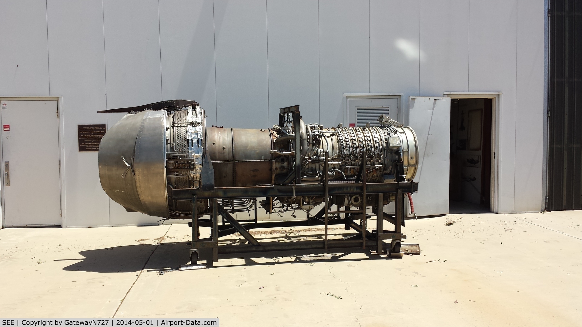 Gillespie Field Airport (SEE) - A General Electric CJ805-23B on display at the San Diego Air & Space Museum Annex. This Convair 990 aft-fan engine was rescued from a scrap yard at Denver Stapleton Airport in 2014.