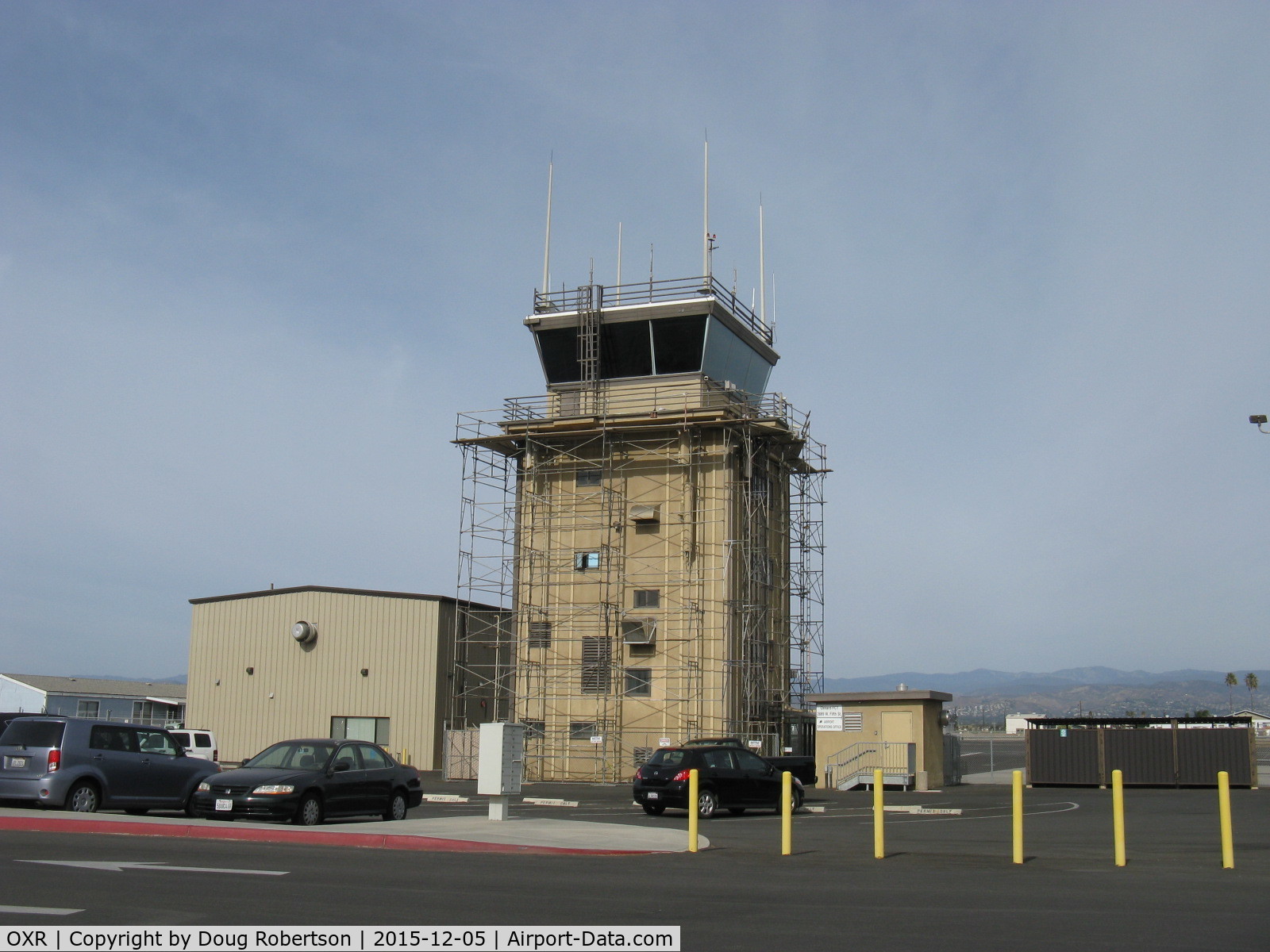 Oxnard Airport (OXR) - Oxnard OXR Air Traffic Control Tower undergoing some rehabilitation with scaffolding.