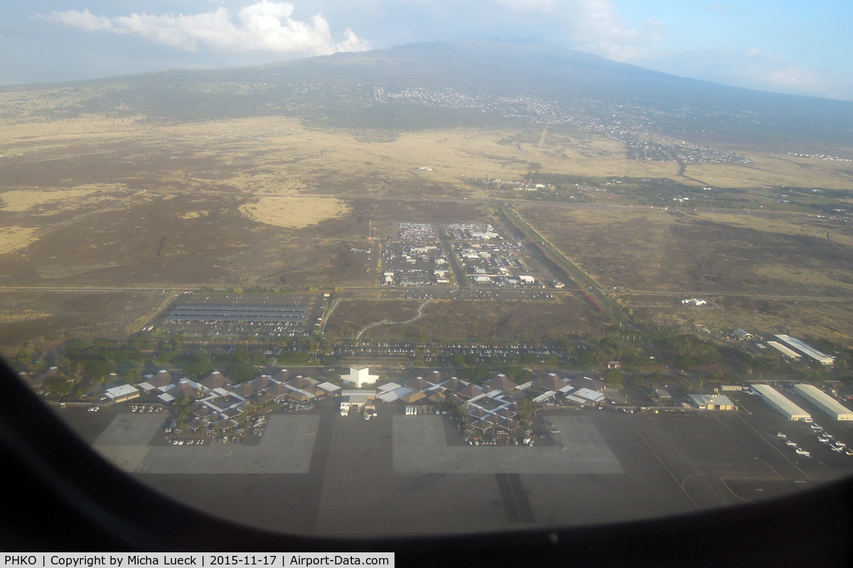 Kona International Airport, Kailua-Kona, Hawaii United States (PHKO) - Kailua-Kona airport and Mauna Kea (taken from N805HC of Ohana)