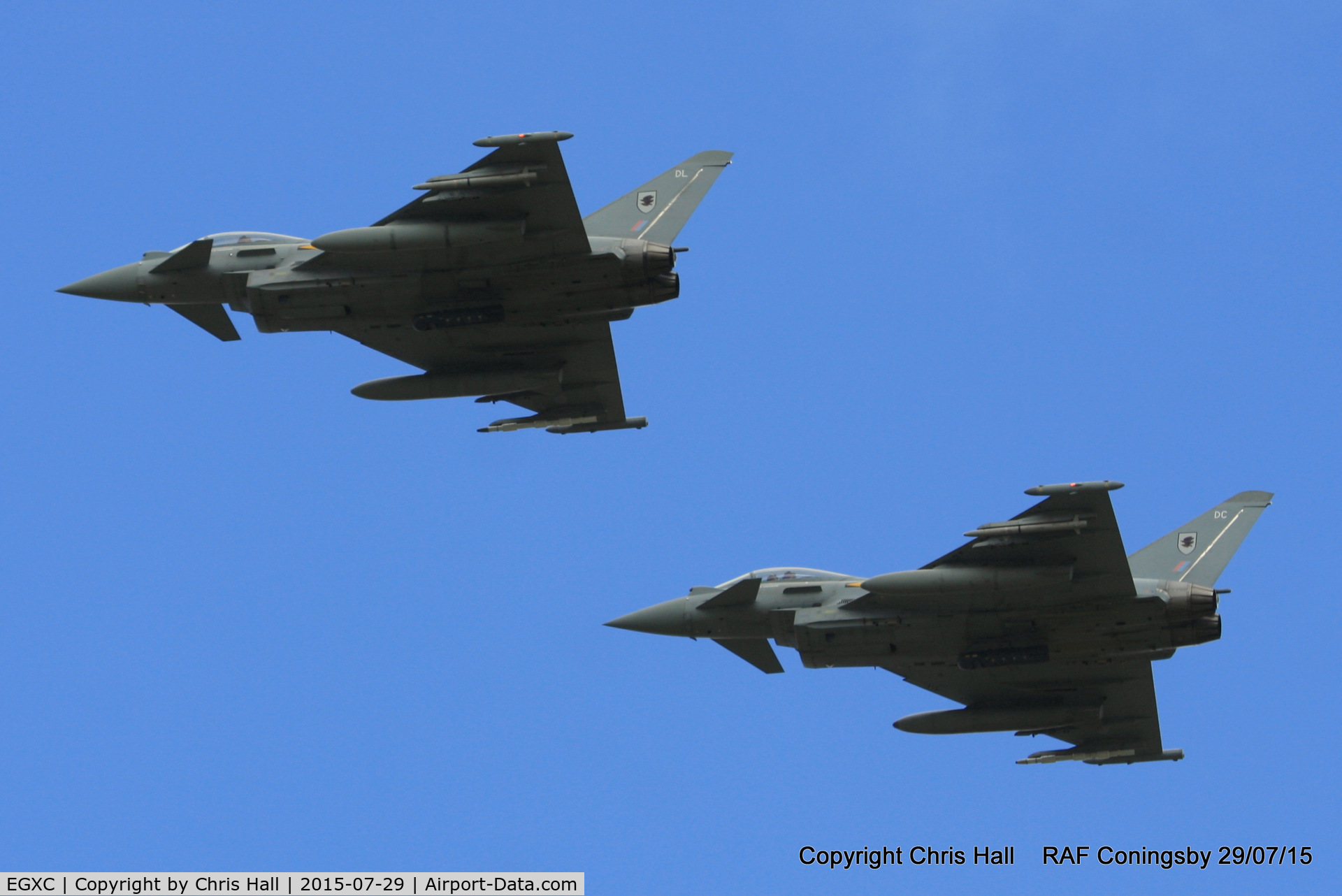 RAF Coningsby Airport, Coningsby, England United Kingdom (EGXC) - ZJ929 and ZJ919 in formation over RAF Coningsby