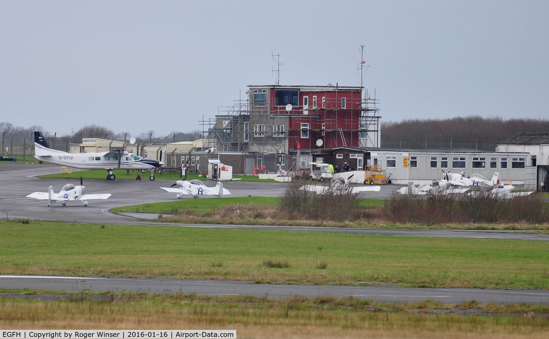 Swansea Airport, Swansea, Wales United Kingdom (EGFH) - Main terminal building/control tower being renovated.