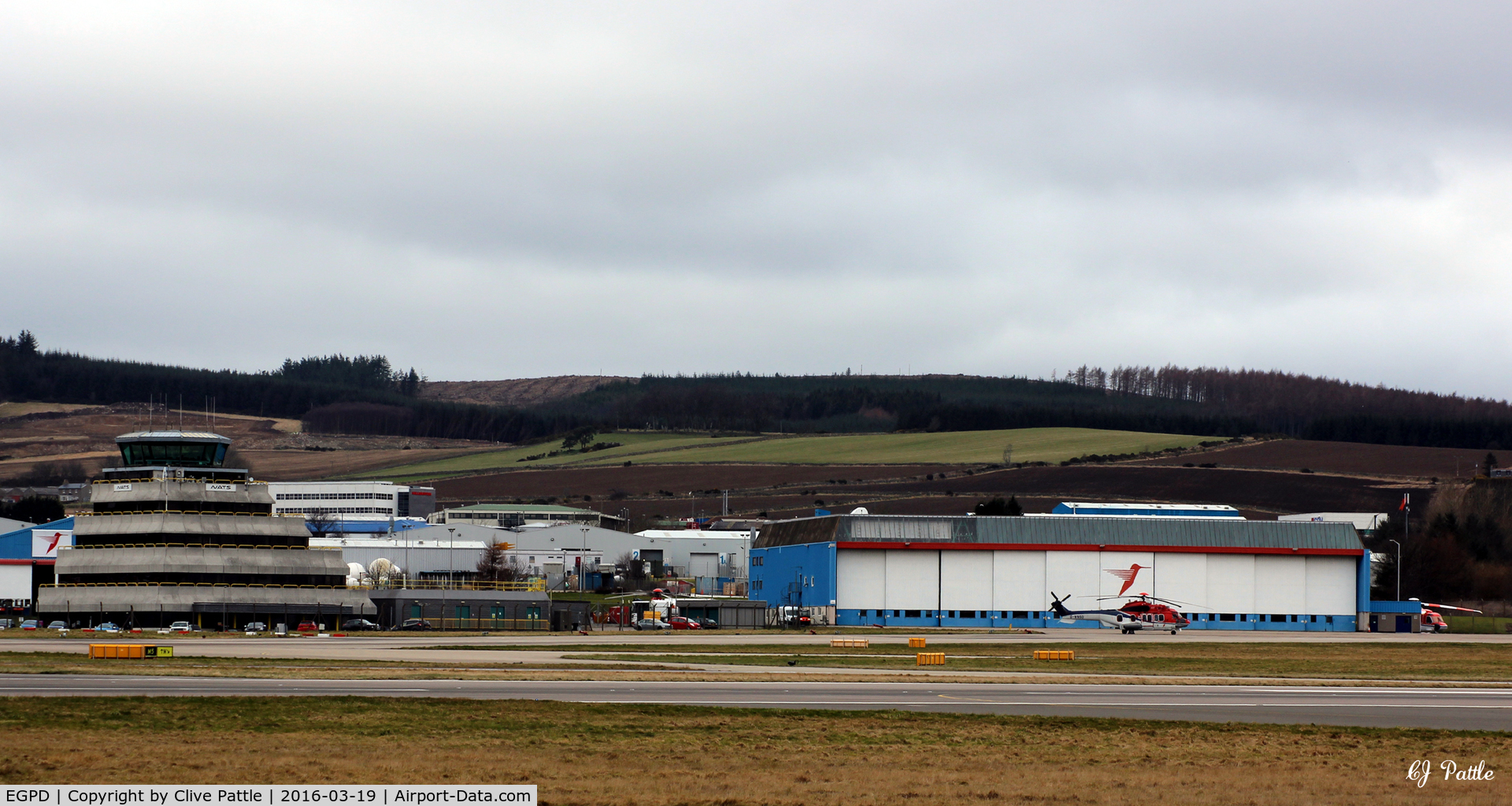 Aberdeen Airport, Aberdeen, Scotland United Kingdom (EGPD) - The west side of the airport and control tower at Aberdeen EGPD