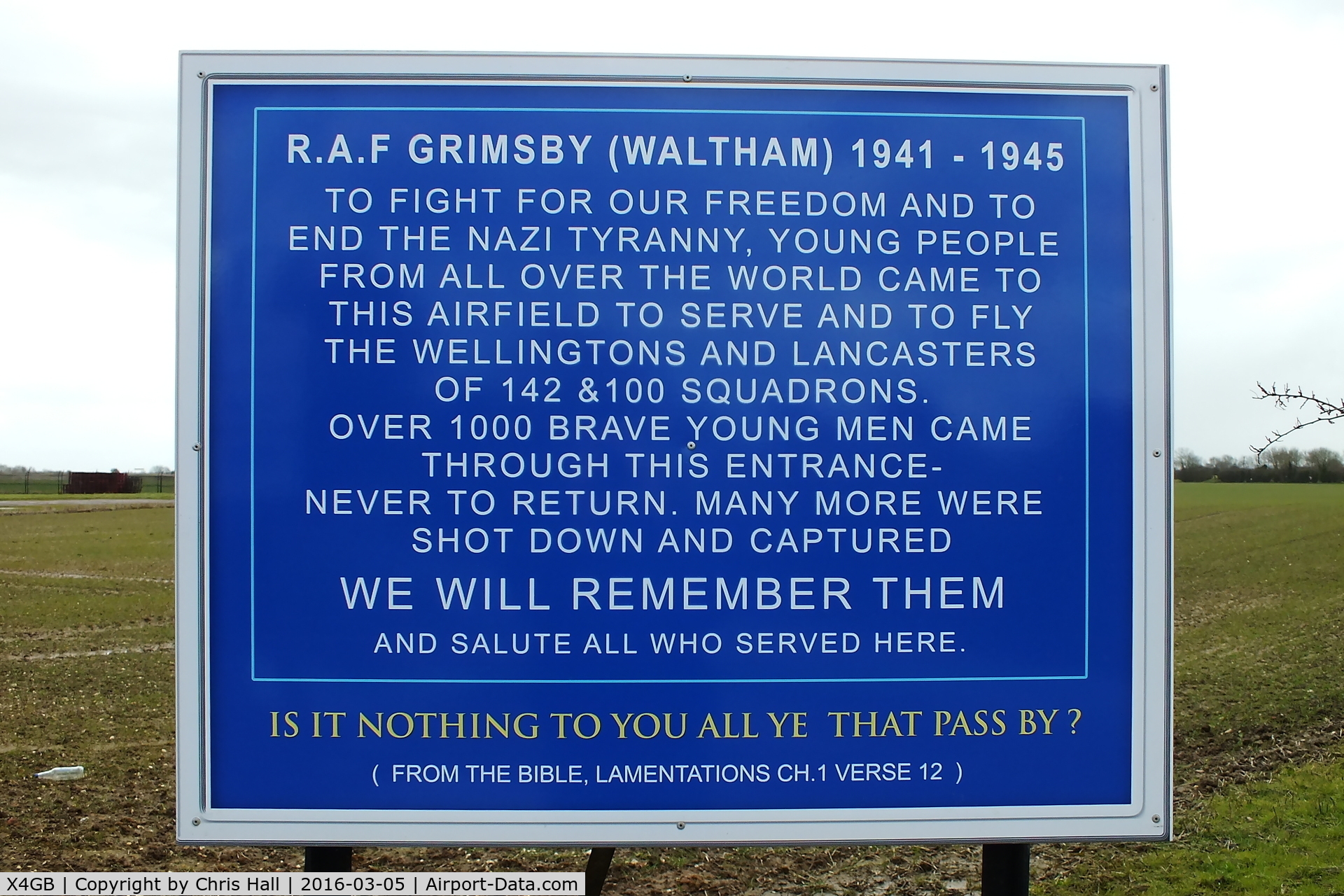 X4GB Airport - Memorial at the former RAF Grimsby