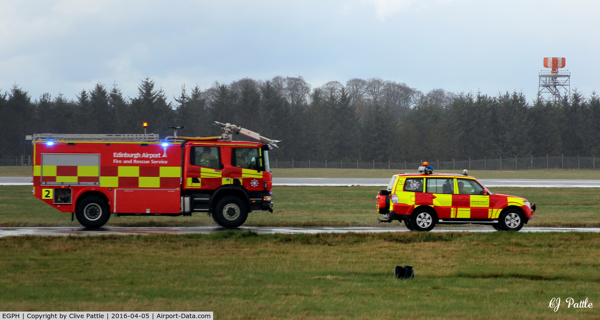 Edinburgh Airport, Edinburgh, Scotland United Kingdom (EGPH) - Emergency vehicles in action at Edinburgh EGPH during an incident