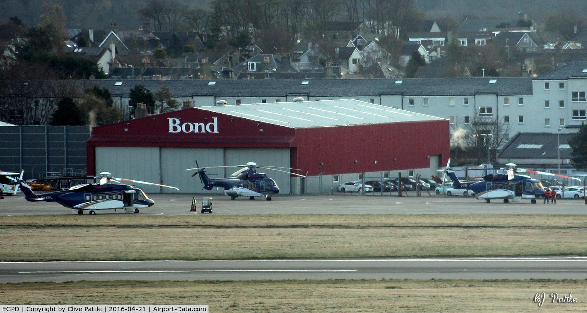 Aberdeen Airport, Aberdeen, Scotland United Kingdom (EGPD) - Bond Offshore Helicopters hangar and apron on east side Aberdeen EGPD