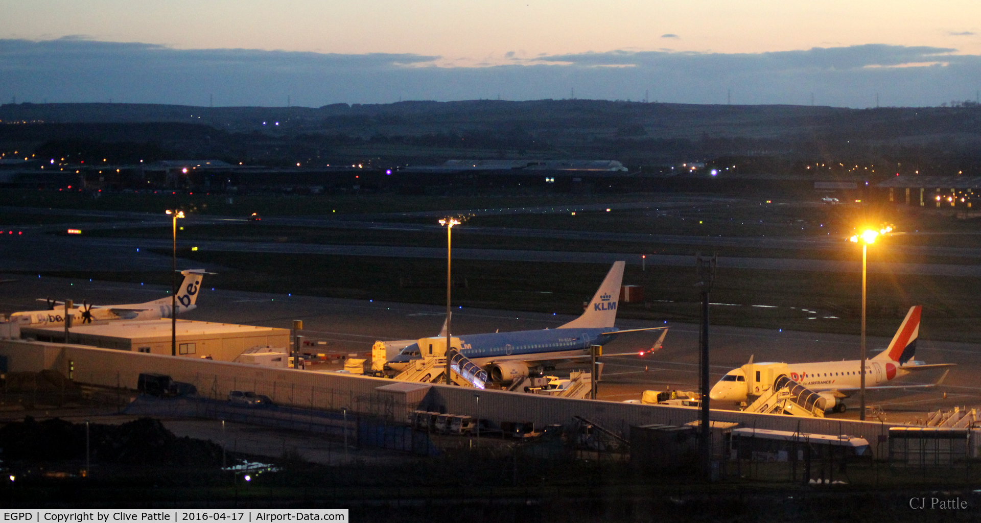 Aberdeen Airport, Aberdeen, Scotland United Kingdom (EGPD) - Gates dusk view at Aberdeen EGPD